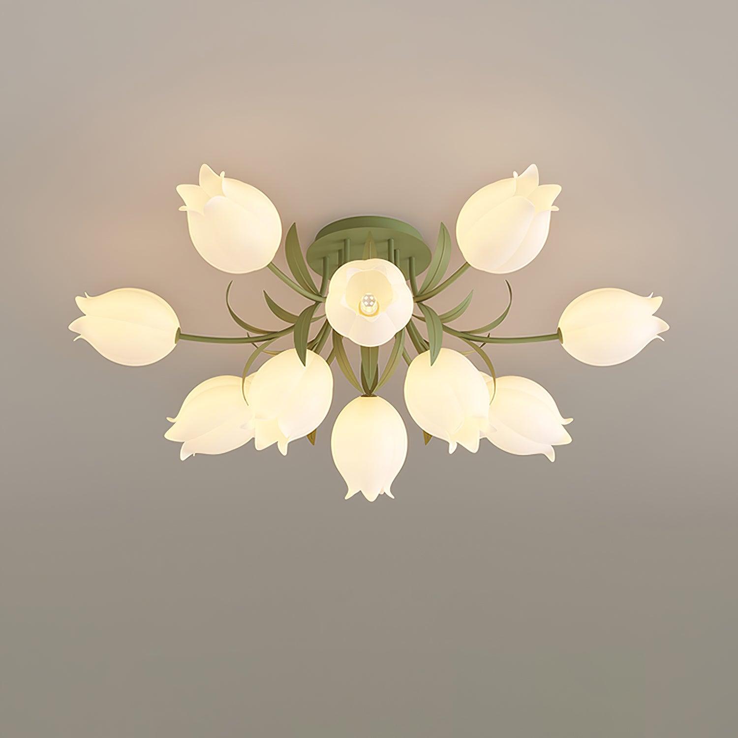 Aria Lampada da Soffitto Flush Mount con Fiore Naturale