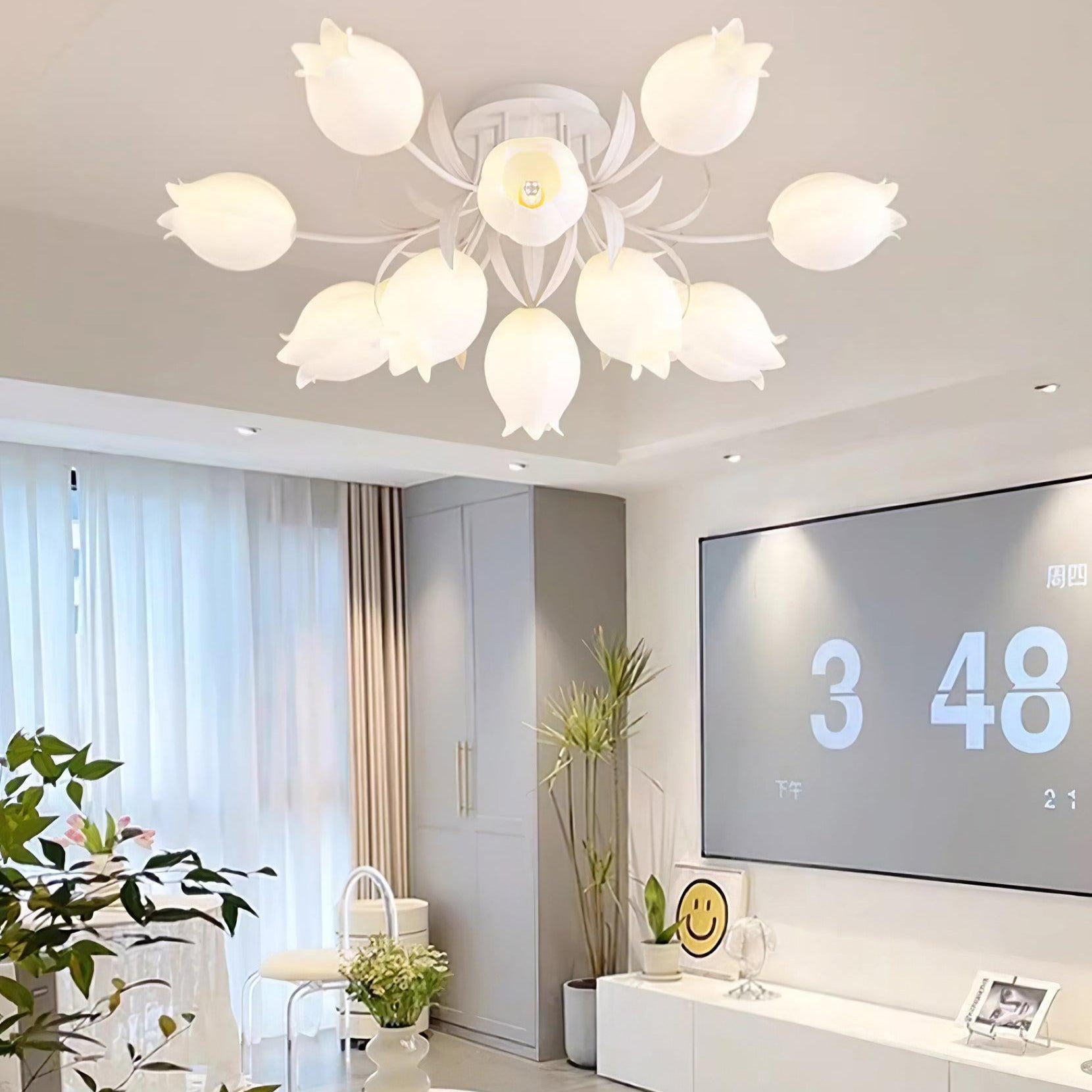 Aria Lampada da Soffitto Flush Mount con Fiore Naturale