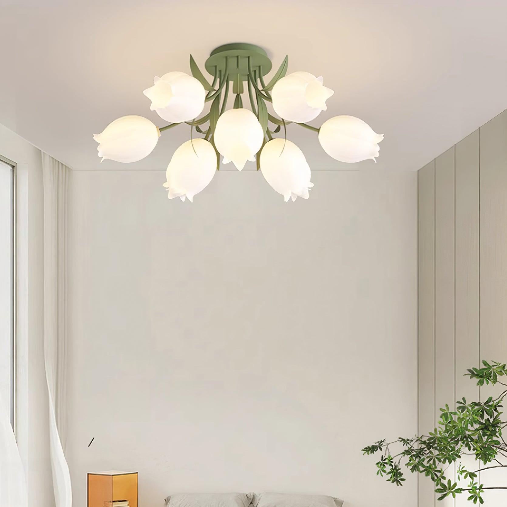 Aria Lampada da Soffitto Flush Mount con Fiore Naturale