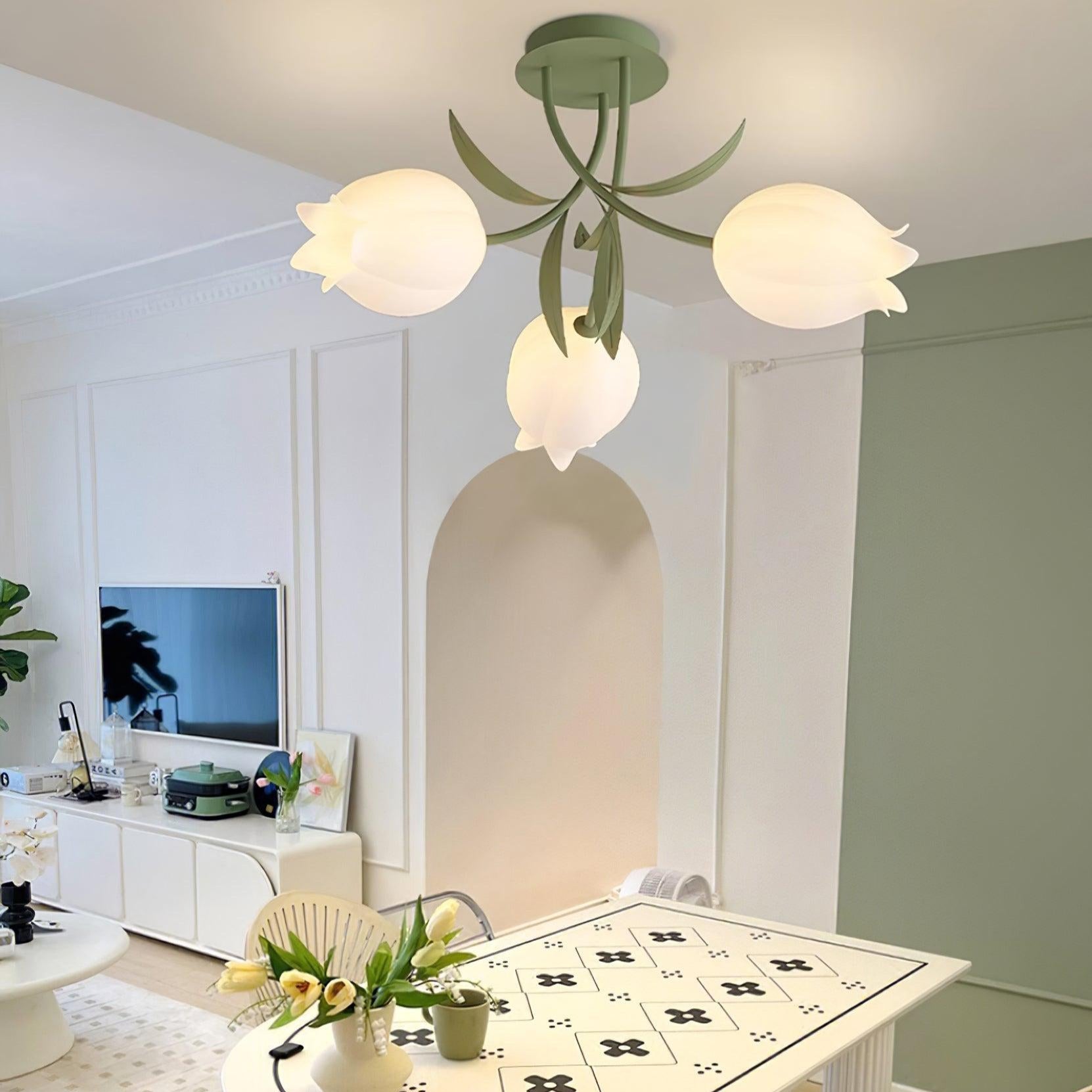 Aria Lampada da Soffitto Flush Mount con Fiore Naturale