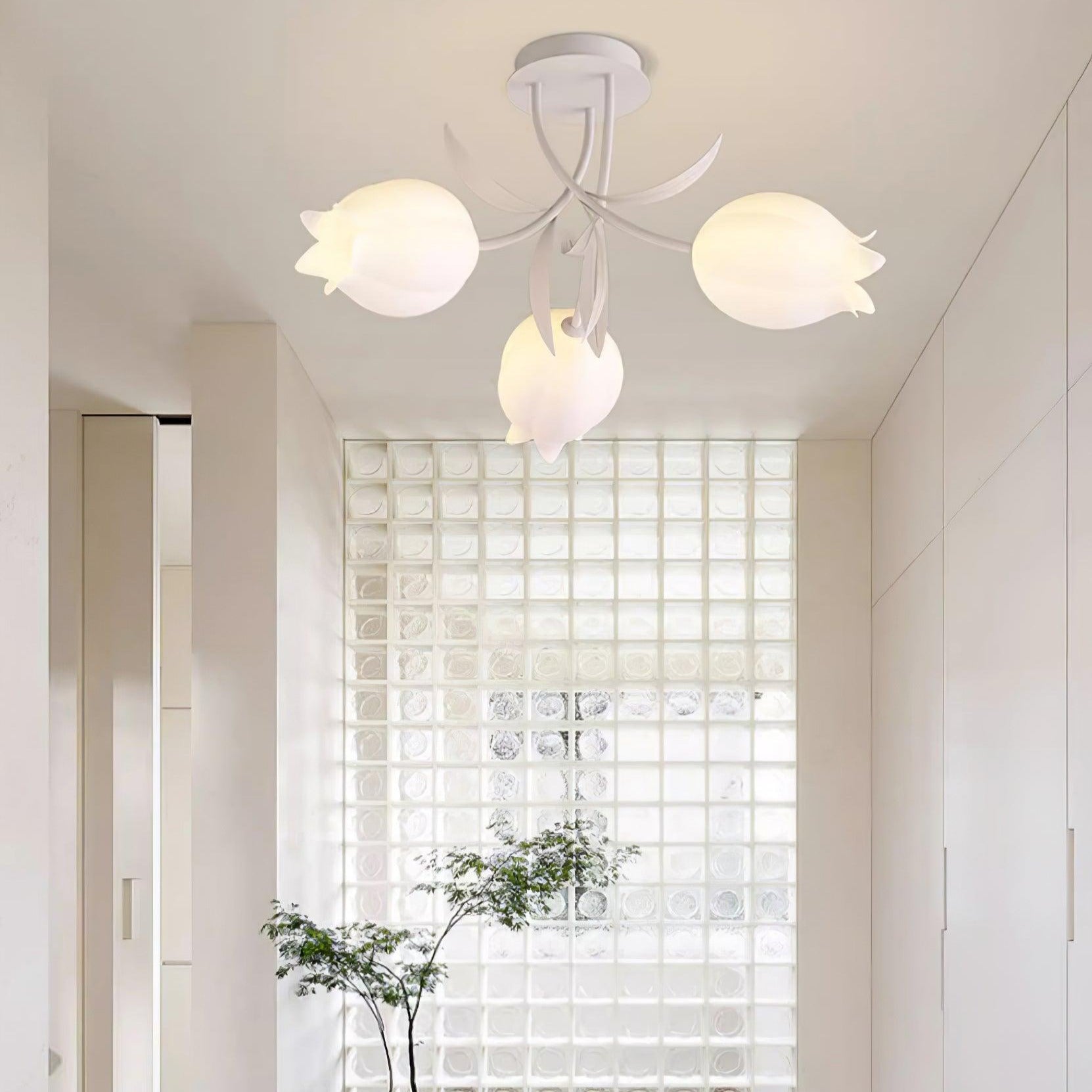 Aria Lampada da Soffitto Flush Mount con Fiore Naturale