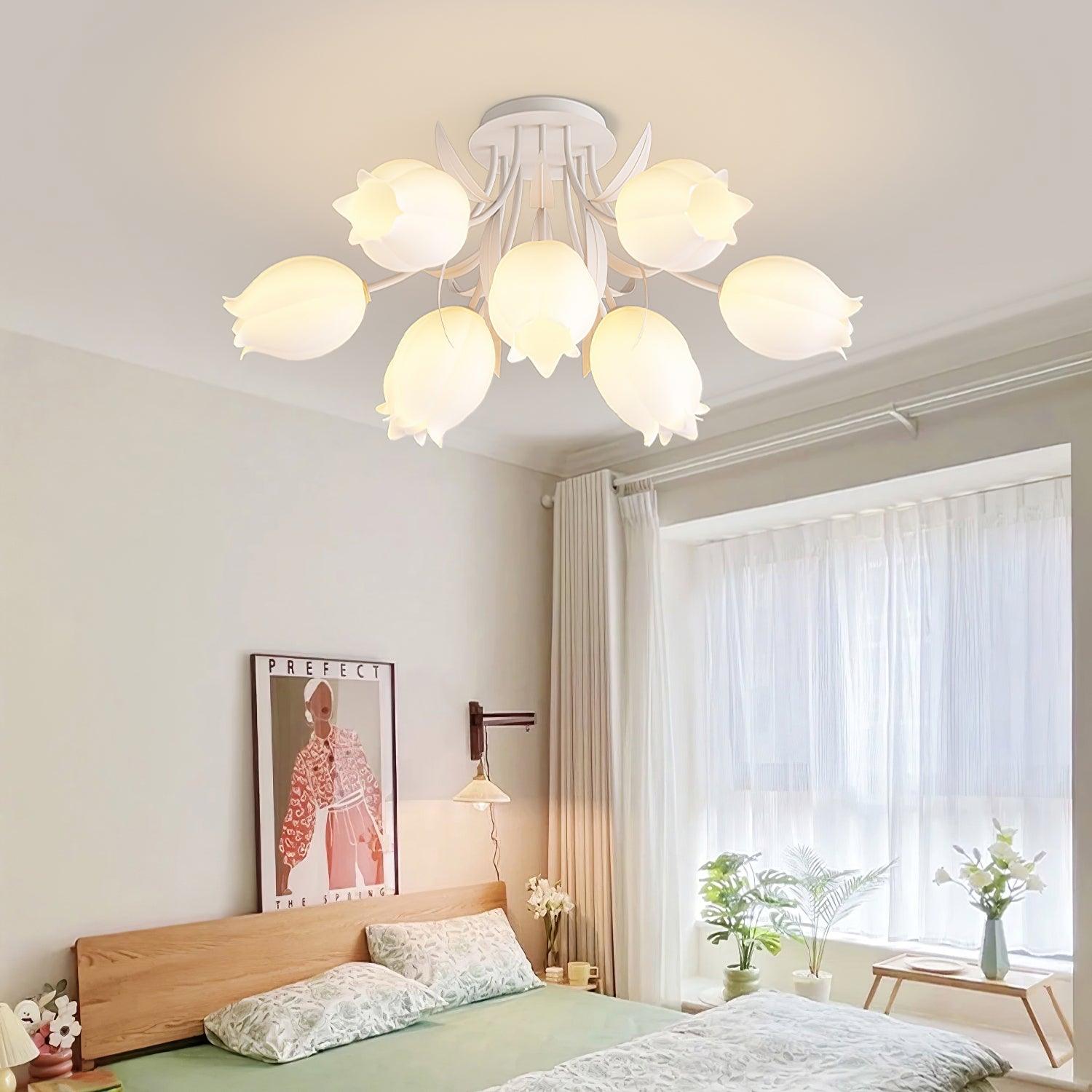 Aria Lampada da Soffitto Flush Mount con Fiore Naturale