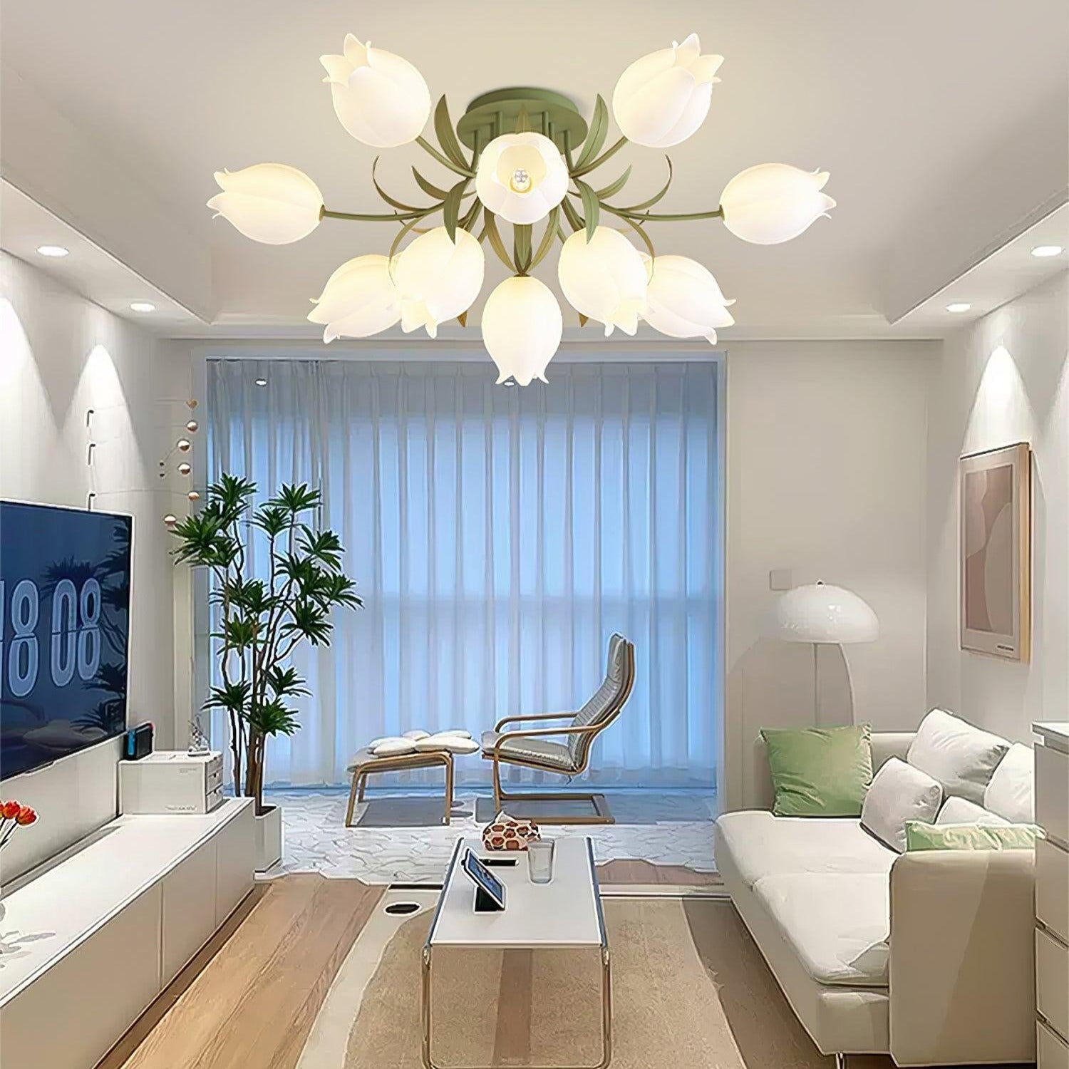 Aria Lampada da Soffitto Flush Mount con Fiore Naturale