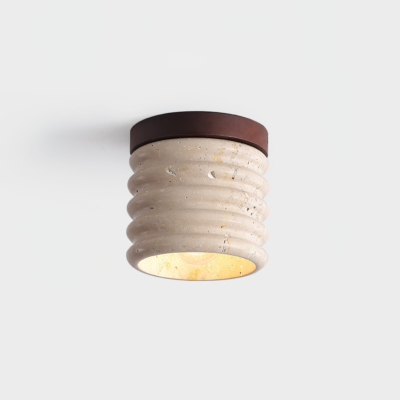Vomaran Fluted Cylinder Travertine Ceiling Light - Letslighting