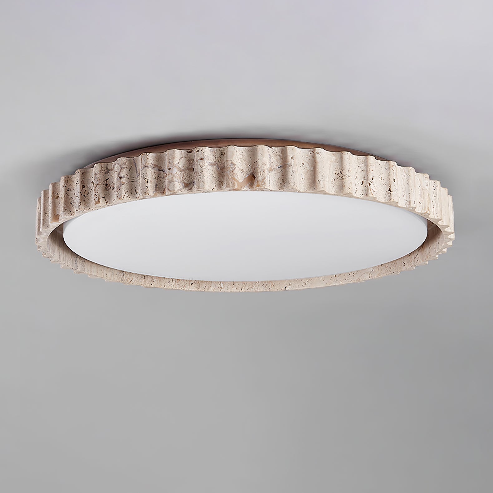 Ornorus Fluted Ring Travertine Ceiling Light - Neutralighting