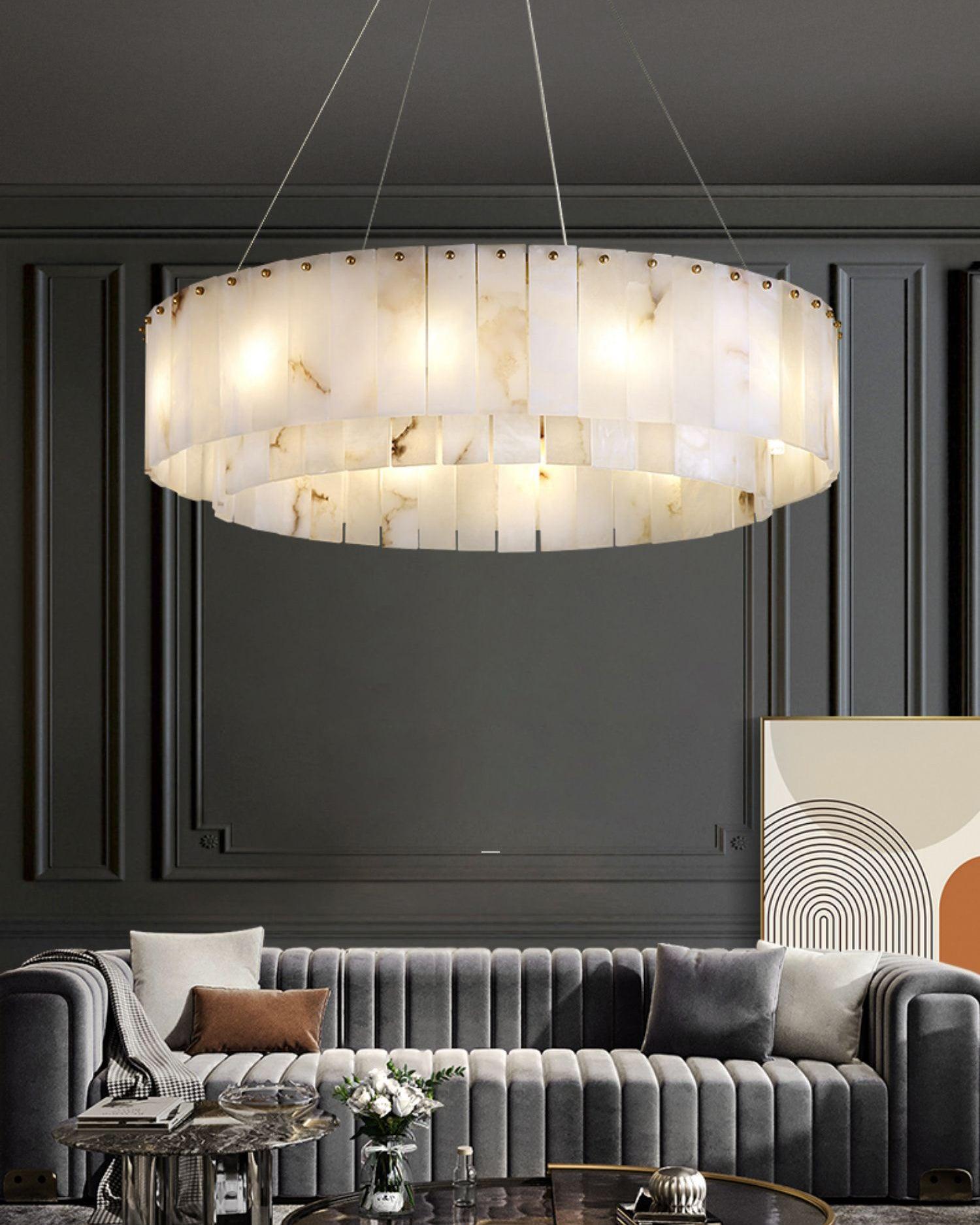 Zelaean Alabaster Round Pendant Light - Neutralighting