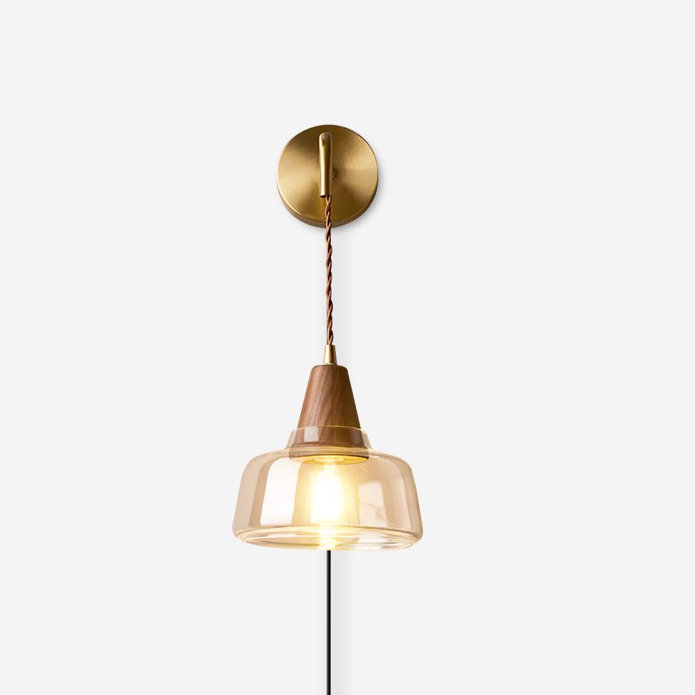 Valentina Lampada da Parete con Spina in Ottone e Vetro