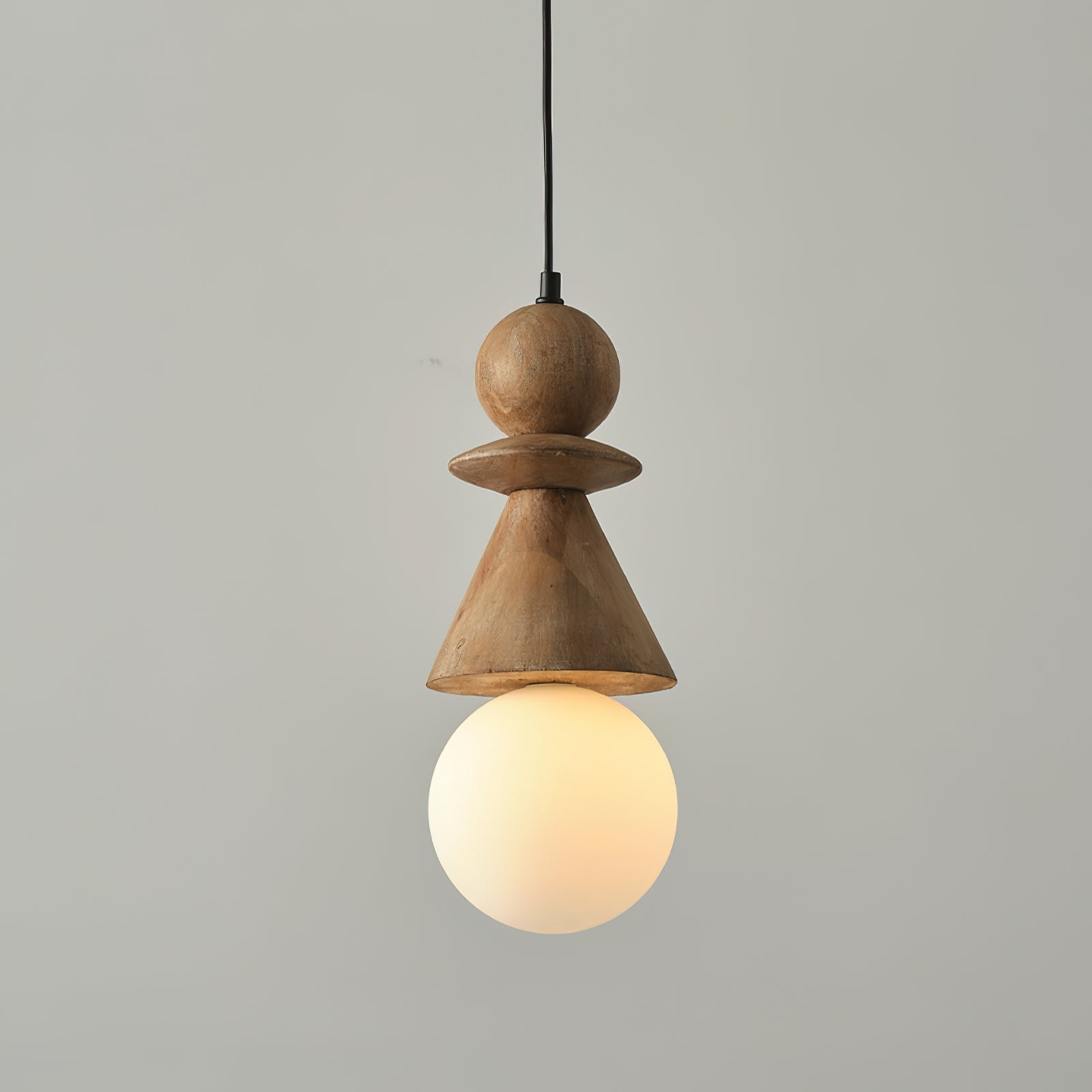 Aphais Modern Minimalist Rook Wooden Glass Pendant Lamp - Lamp Copper