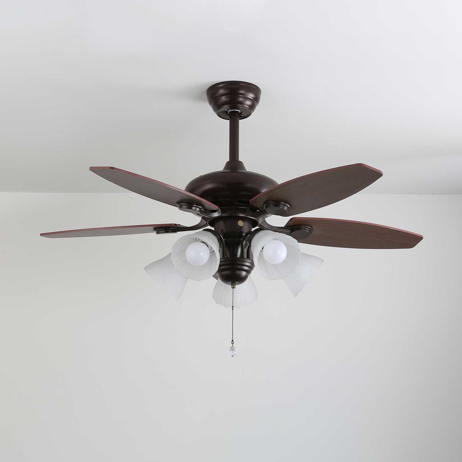 Ventilatore da Soffitto con Luce Florence Vintage in Legno e Vetro
