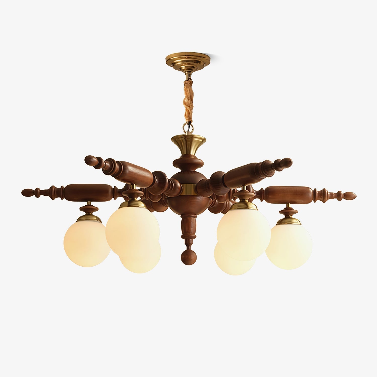 Olvenir Rustic Wood Glass Chandelier - Blowlighting