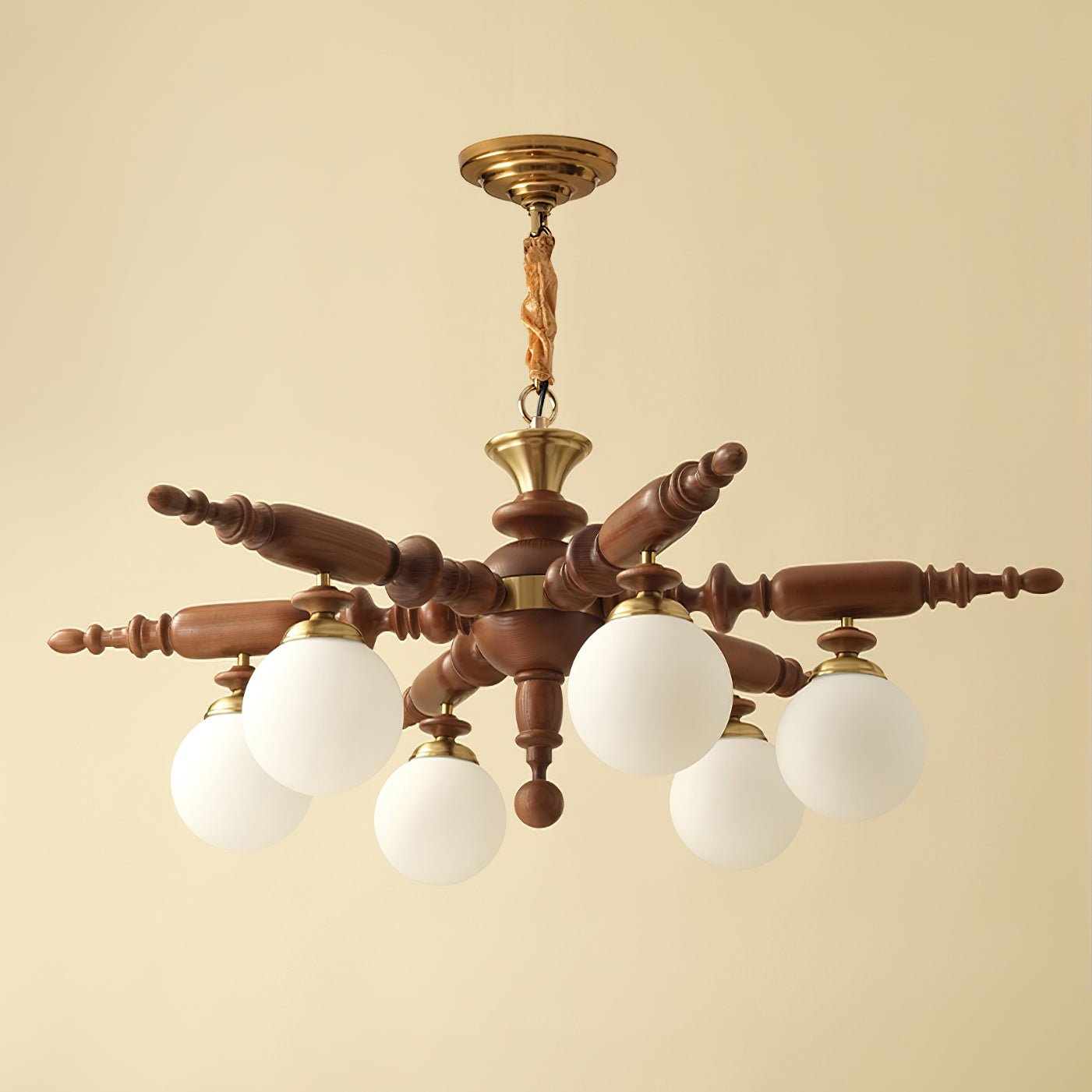 Olvenir Rustic Wood Glass Chandelier - Blowlighting