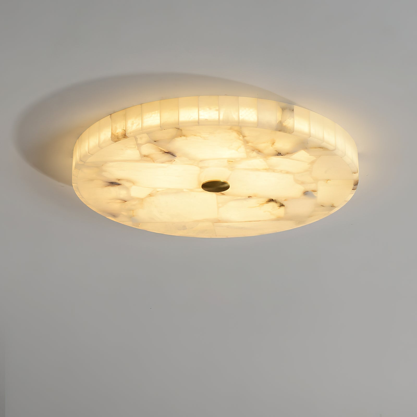 Vosilis Modern Minimalist Round Alabaster Ceiling Lamp - Lamp Copper