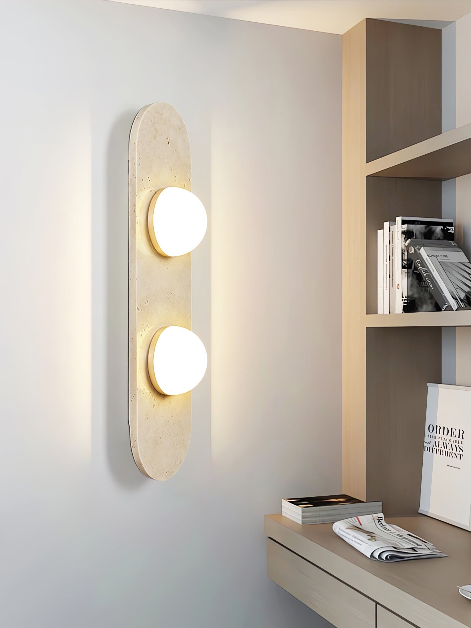 Zasoliel Minimalist Travertine Wall Light - Neutralighting