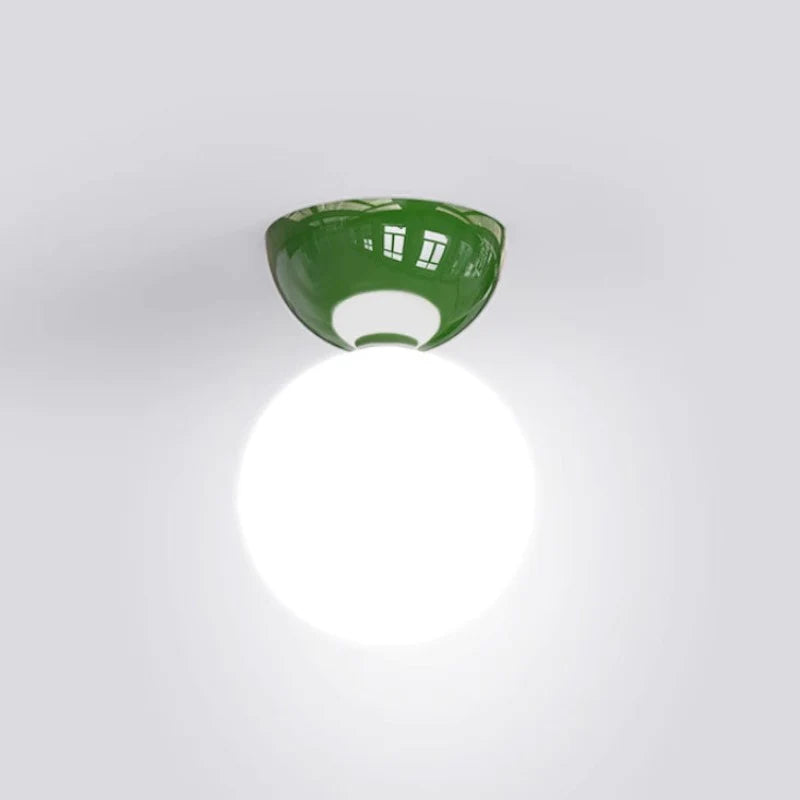 Valentina Vintage Metallo Vetro Plafoniera Rosso Verde Cromo