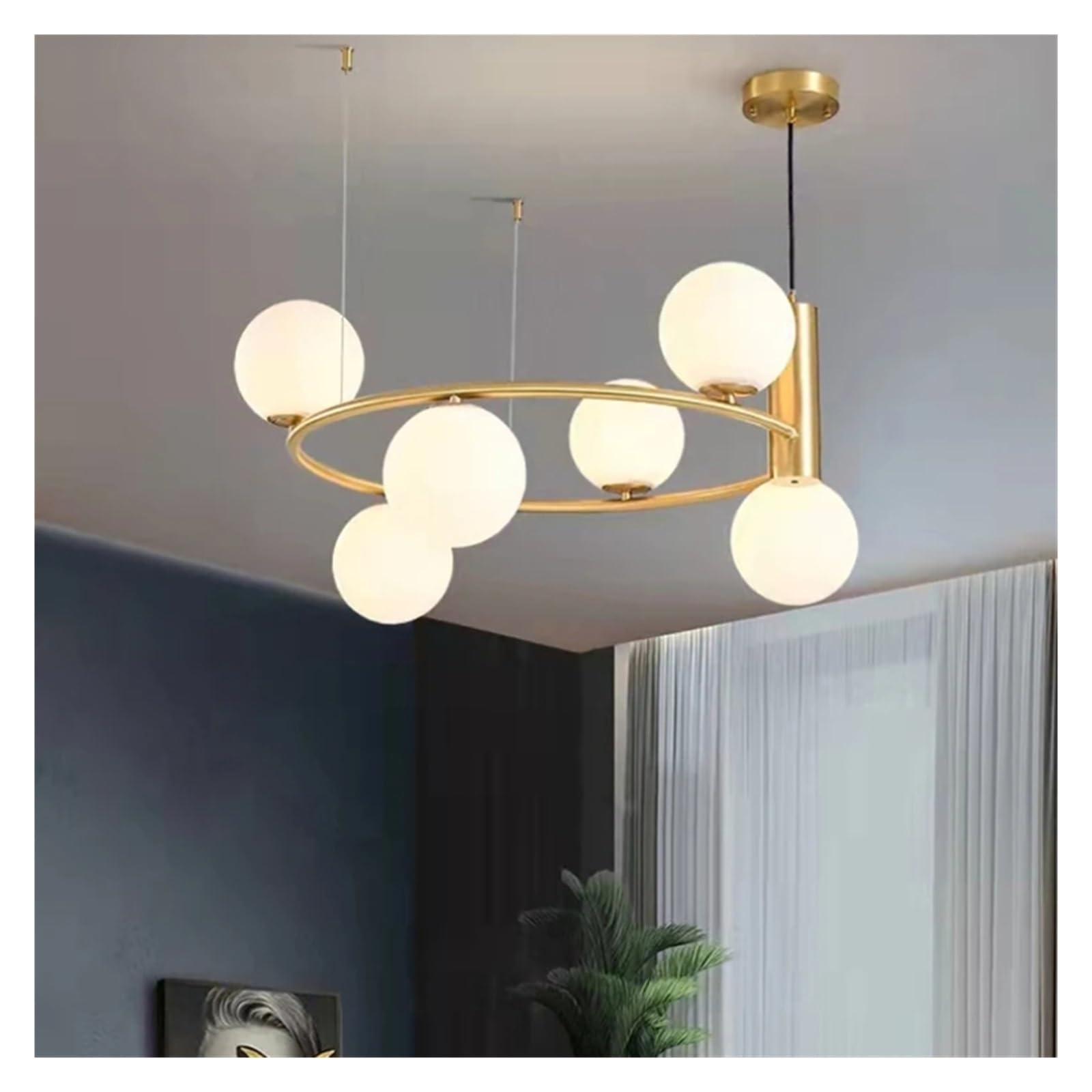 Valentina Nordico Metallo/Vetro Sospensione Nero/Oro Camera da letto/Cucina