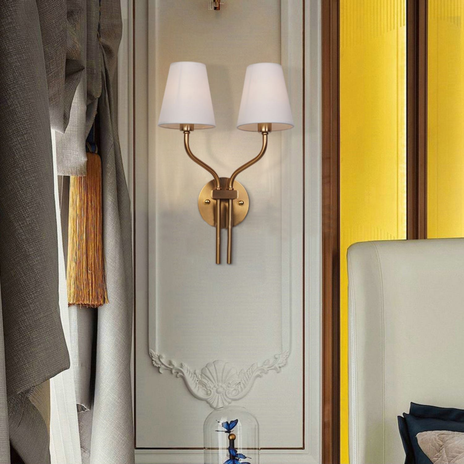 Ulcaran Vintage Industrial Metal Fabric Wall Lamp - Lamp Copper