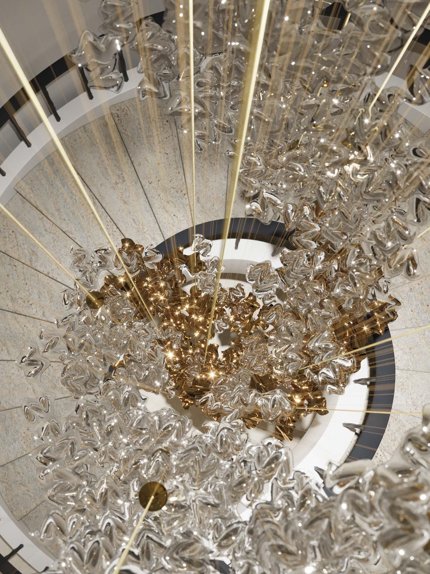 Nephele Crystal Leaf Chandelier - Blowlighting