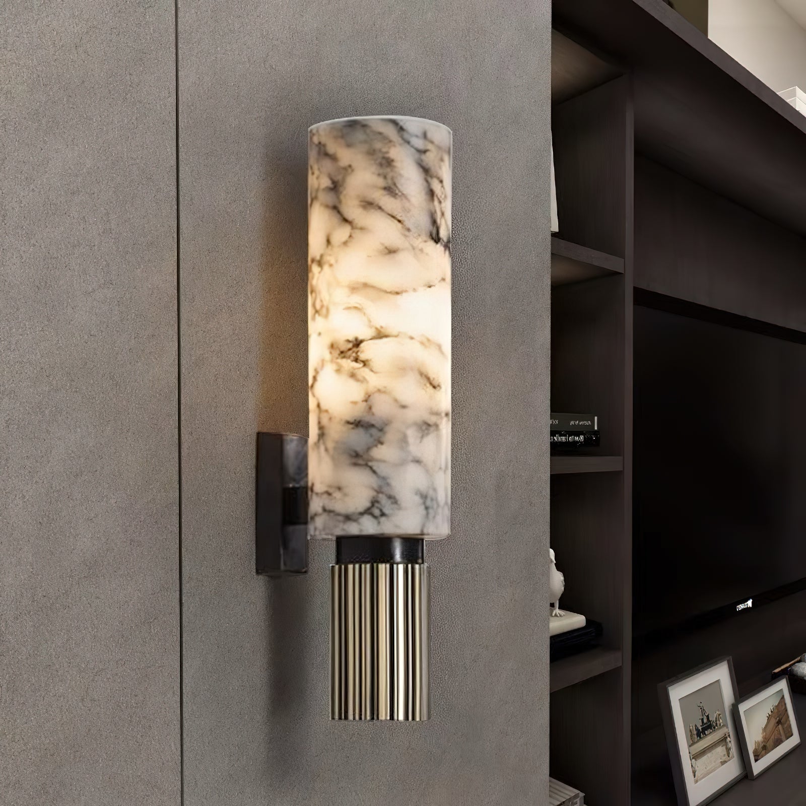 Olnoreth Modern Minimalist Metal Alabaster Wall Lamp - Lamp Copper