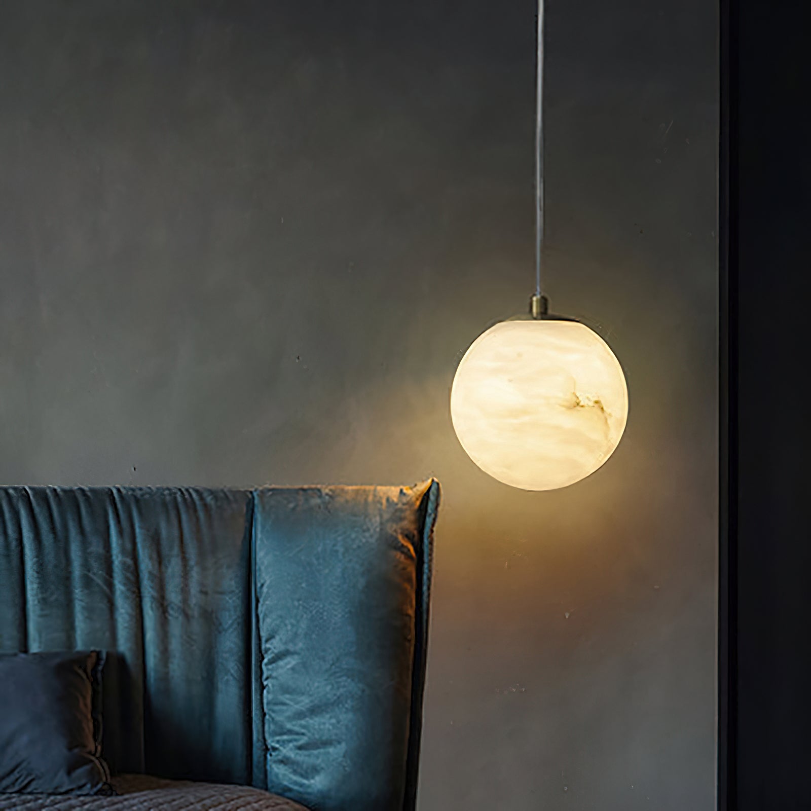Uphaara Modern Minimalist Alabaster Pendant Light - Lamp Copper