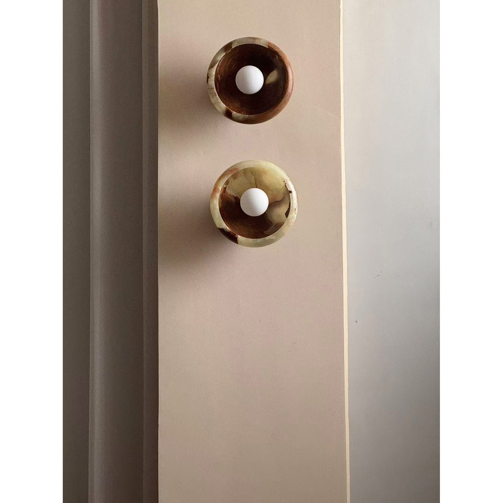 Piedra Modern Minimalist Marble Glass Wall Lamp - Lamp Copper