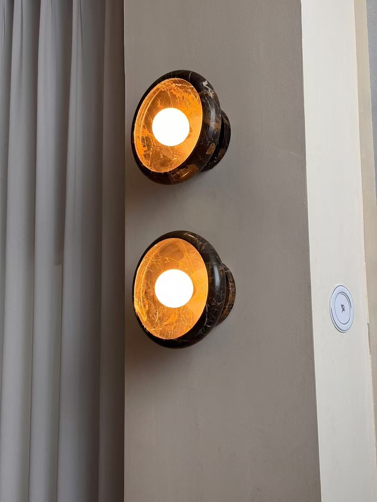 Piedra Modern Minimalist Marble Glass Wall Lamp - Lamp Copper