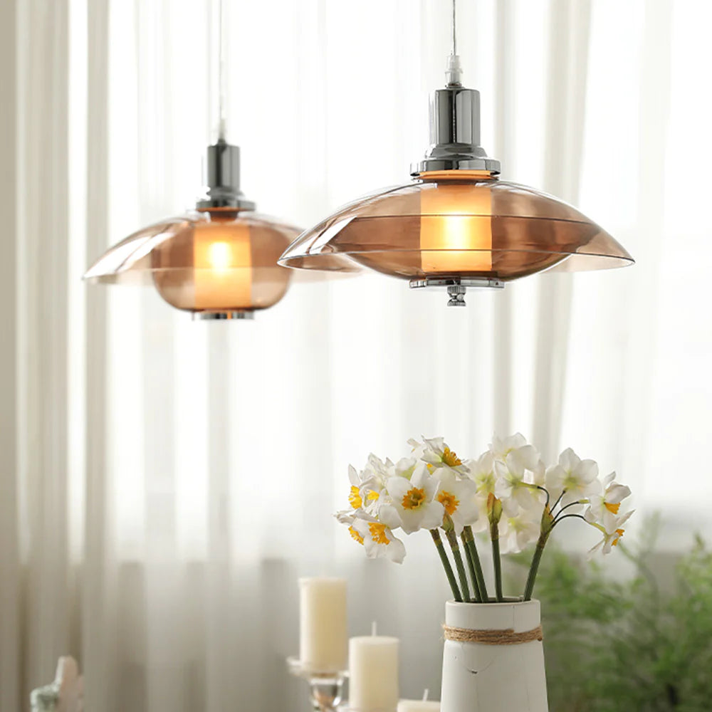 Arisha Moderne Metallo/Vetro Lampade a Sospensione Marrone Sbarra Camera da letto