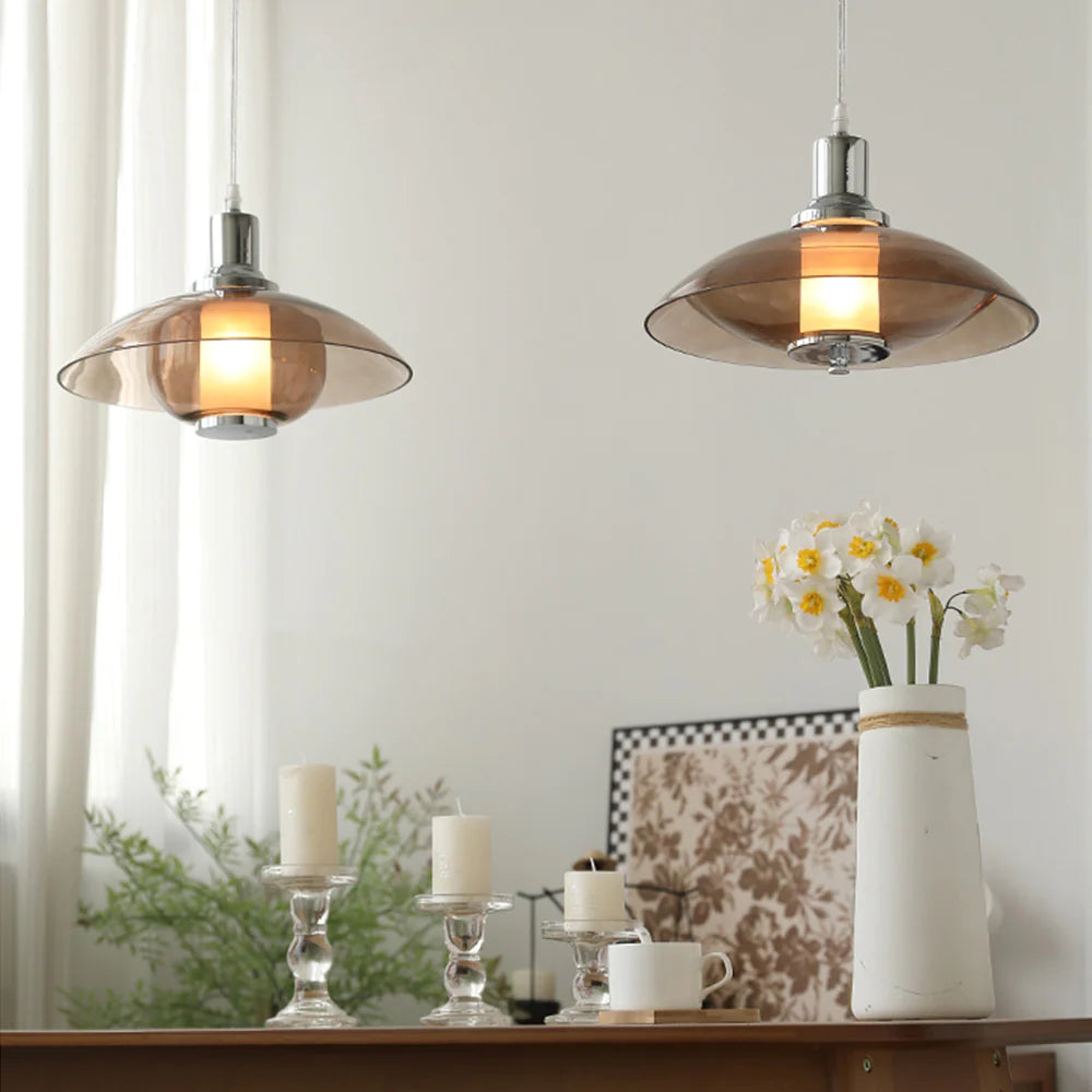 Arisha Moderne Metallo/Vetro Lampade a Sospensione Marrone Sbarra Camera da letto