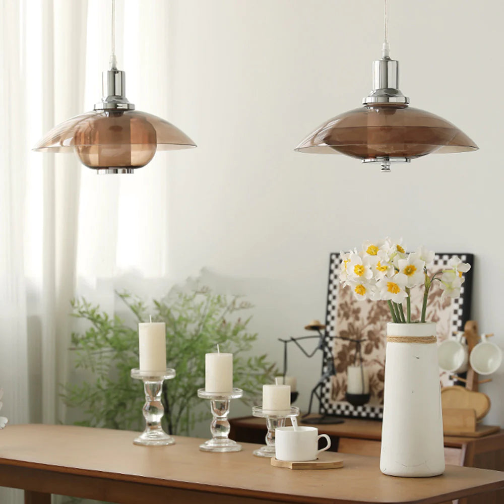 Arisha Moderne Metallo/Vetro Lampade a Sospensione Marrone Sbarra Camera da letto