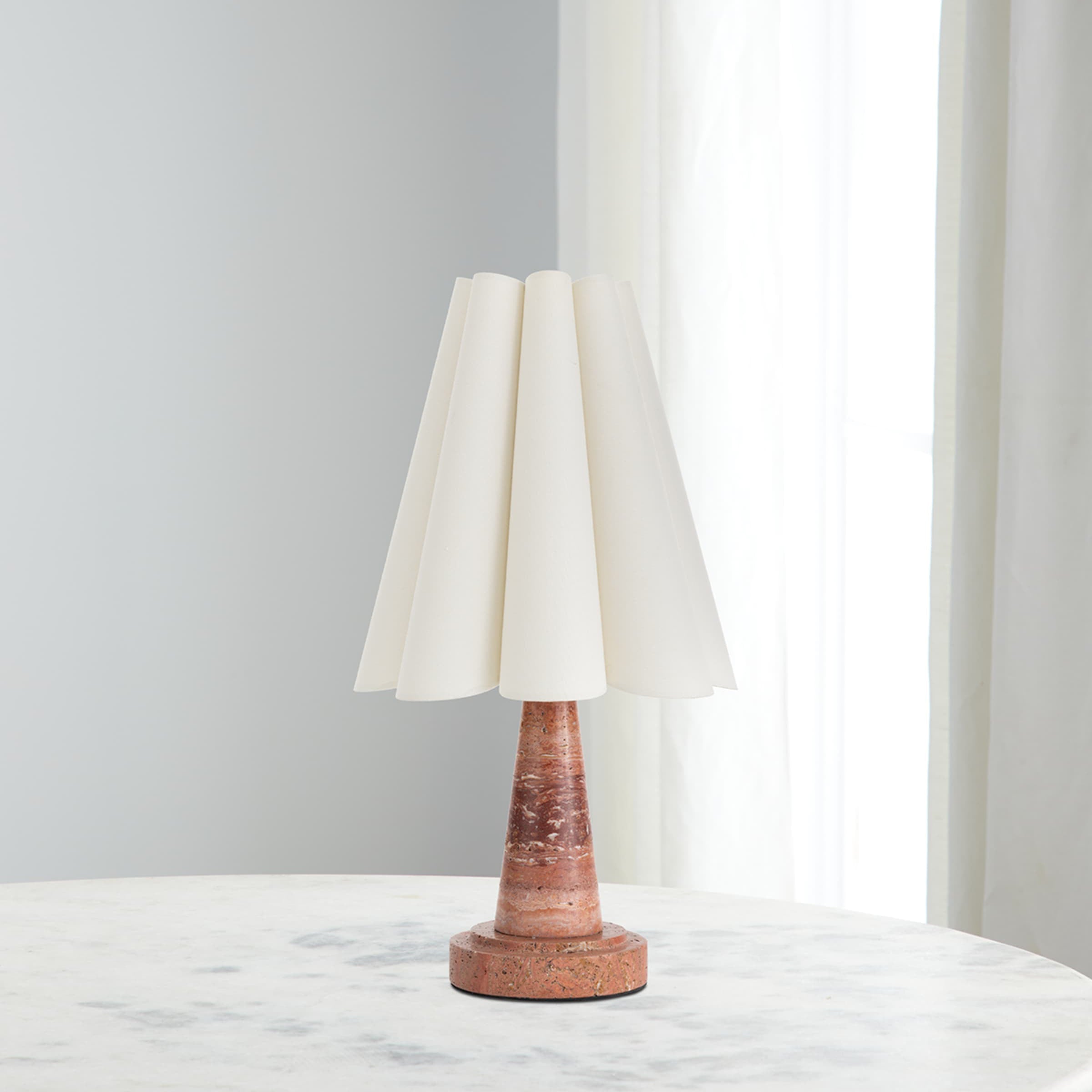 Shadon Marble Pleated Table Lamp - Lamp Copper