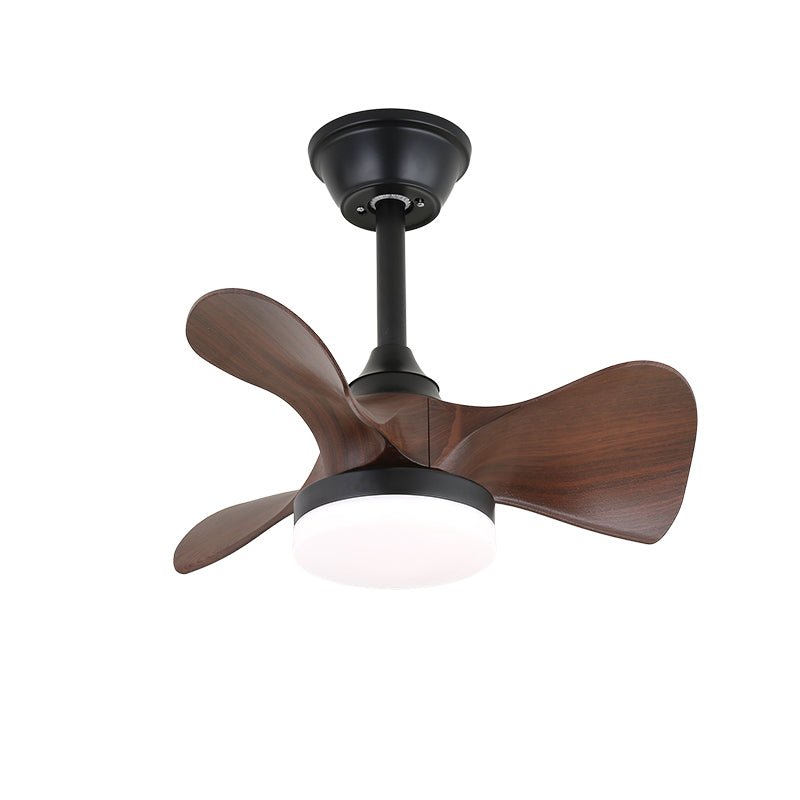Ventilatore da soffitto con luce Arden Minimalista in Legno Nero che mostra la finitura in legno di noce