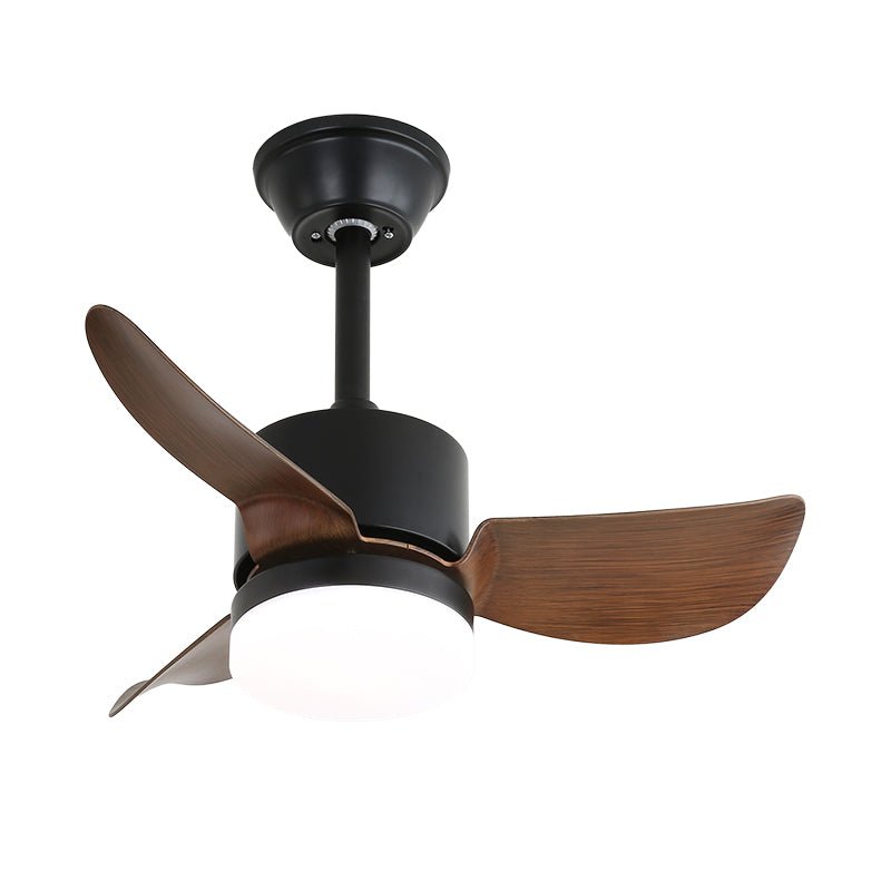 Vista dell'installazione del ventilatore da soffitto con luce Arden Minimalista in Legno Nero