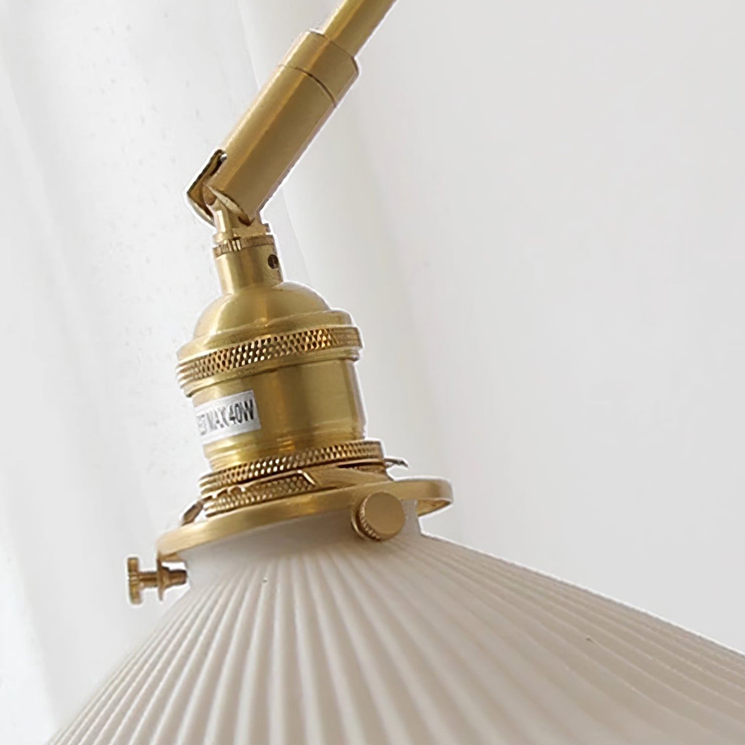 Wall Lamp Adjustable Arm Pleated Shade Walnut Base Vintage Task - Letslighting