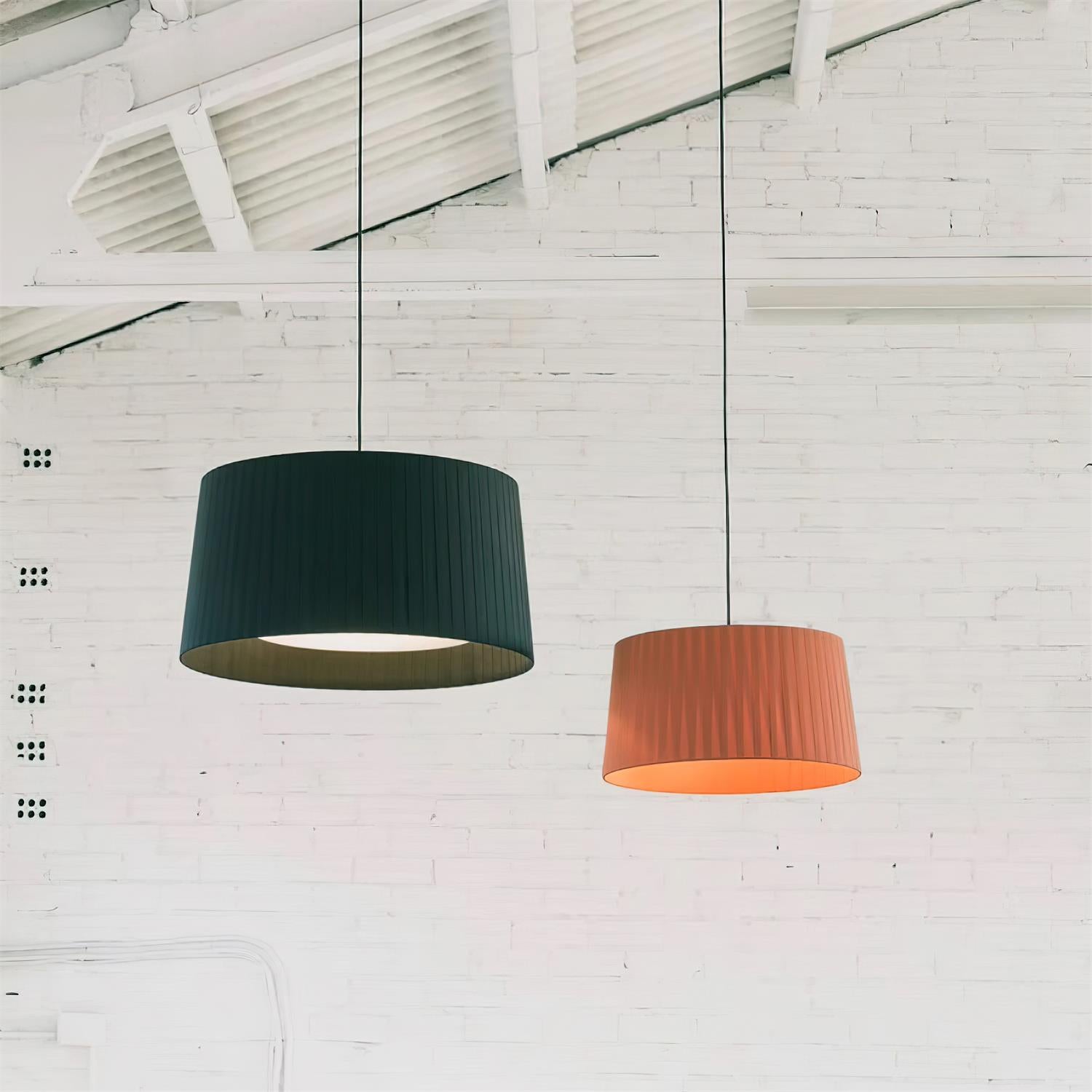 Pendant Light Pleated Fabric Drum - Letslighting