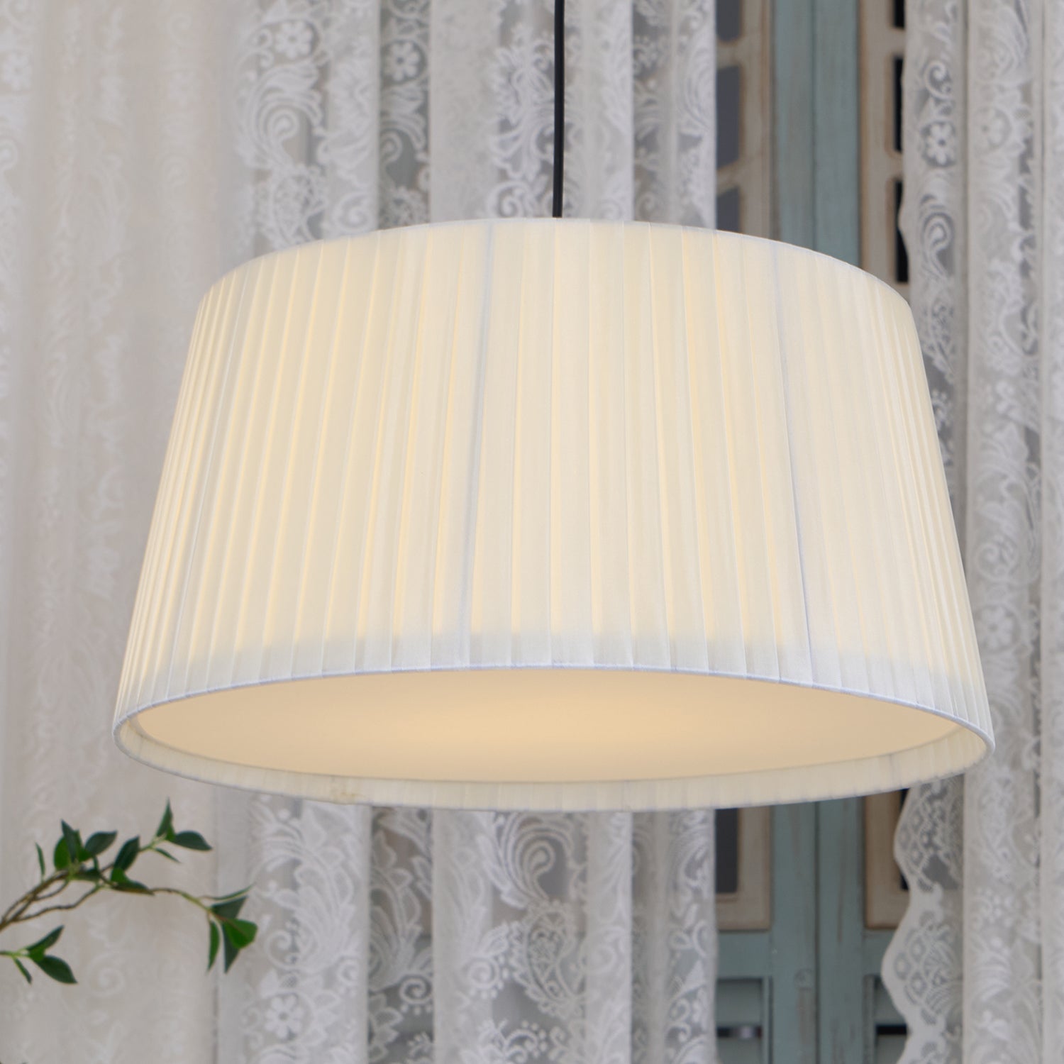 Pendant Light Pleated Fabric Drum - Letslighting