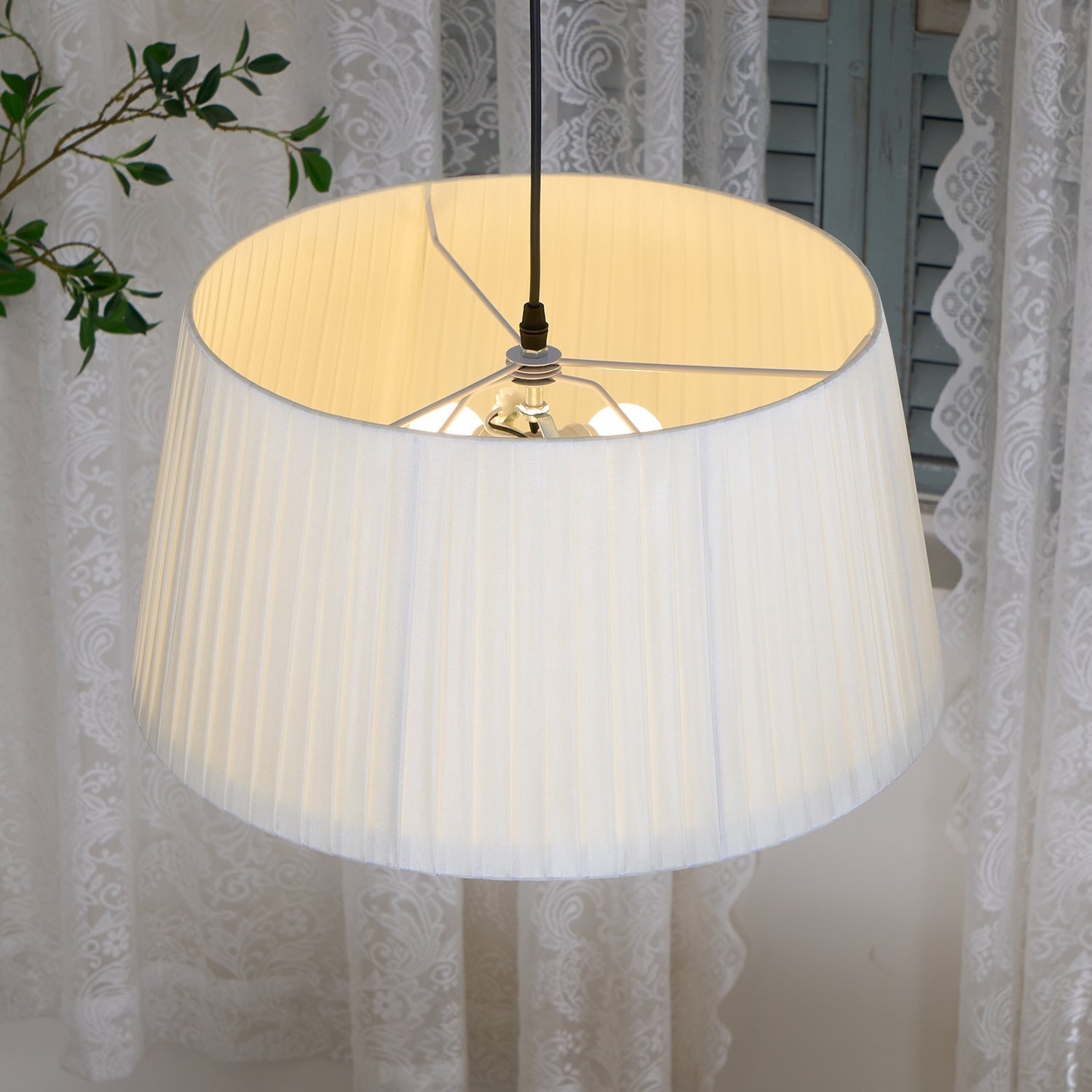 Pendant Light Pleated Fabric Drum - Letslighting