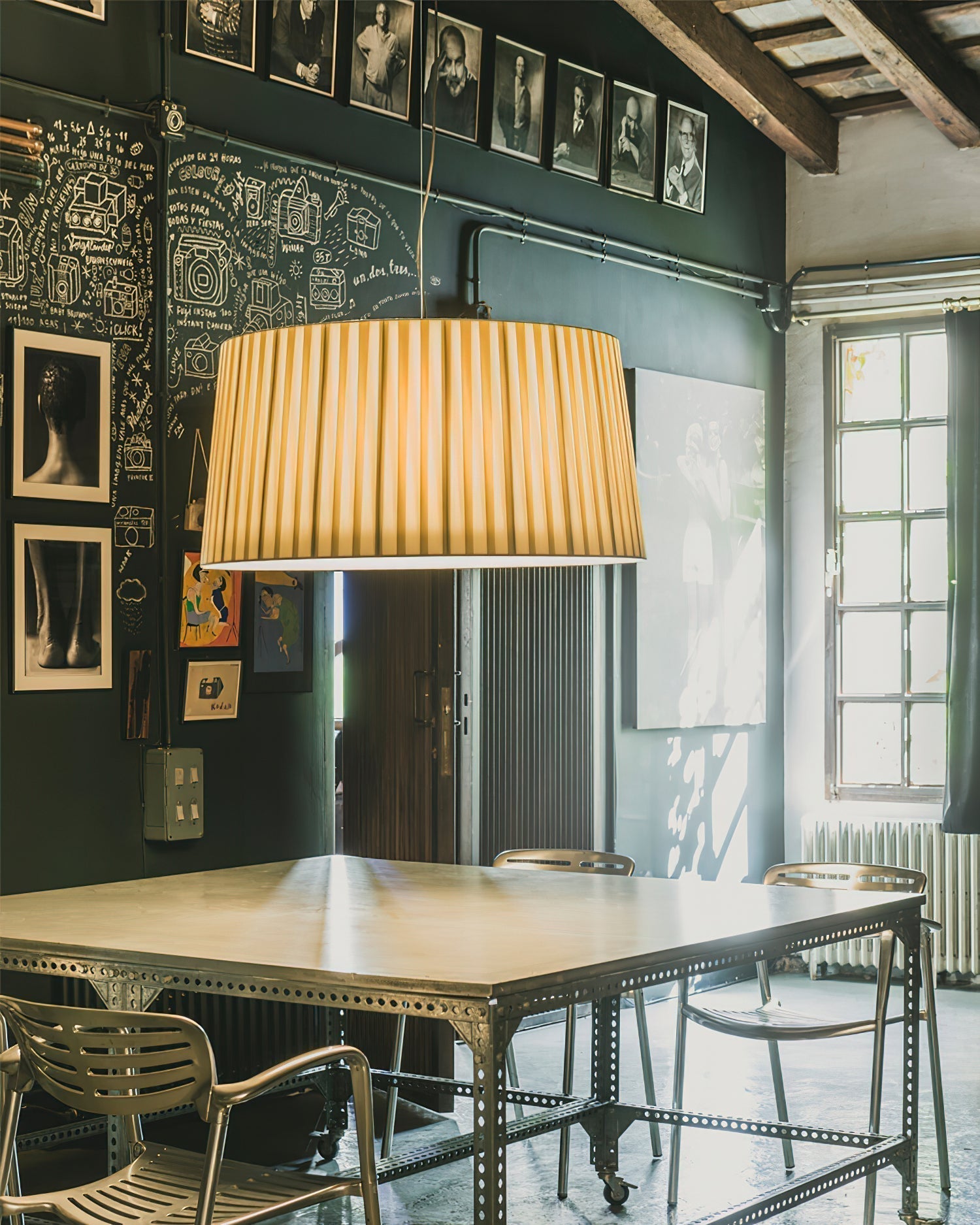 Pendant Light Pleated Fabric Drum - Letslighting