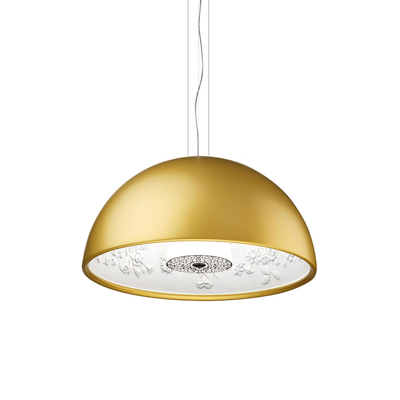 Pendant Lamp Black Dome with Embossed Plaster Interior Elegant - Letslighting