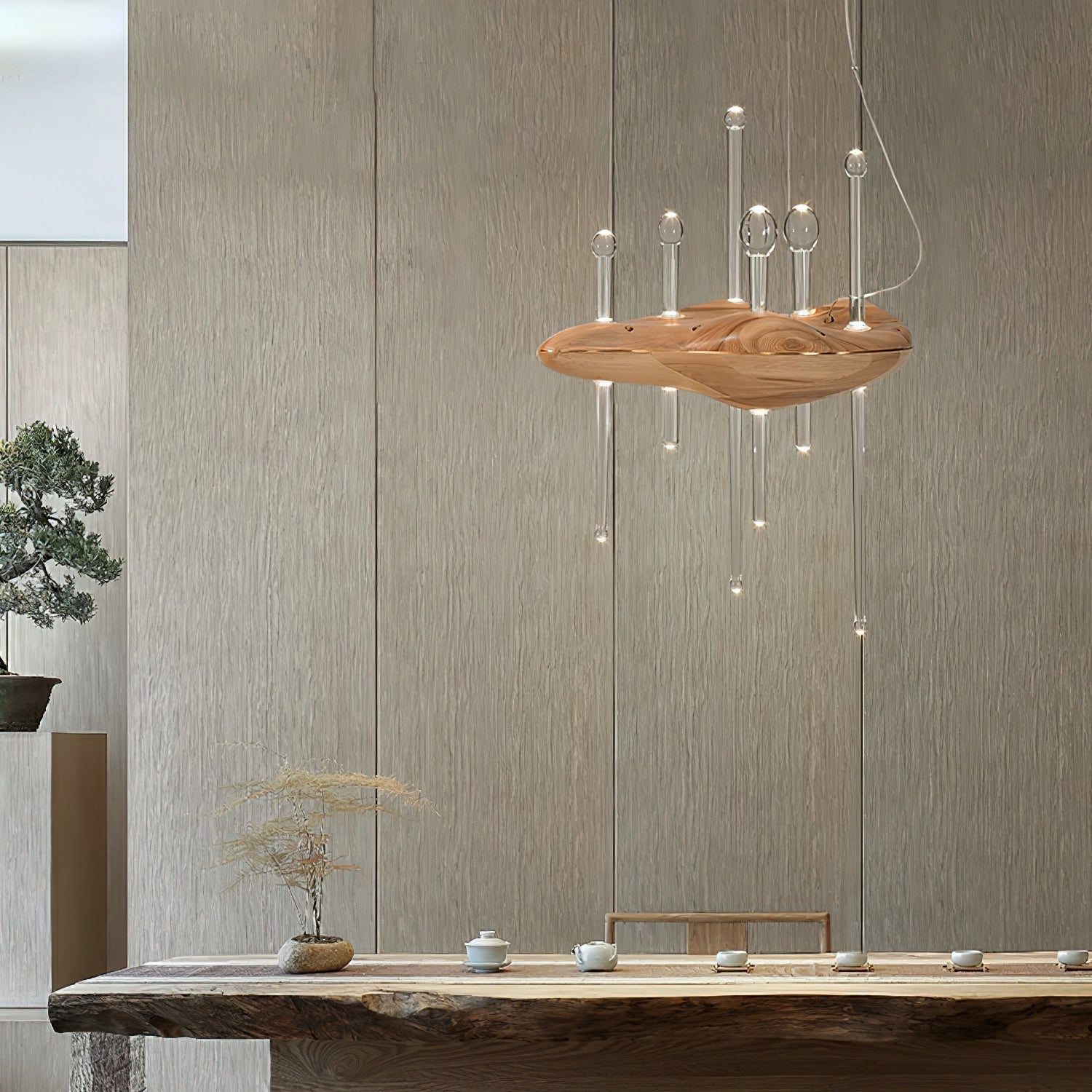 Umare Whimsical Oak Glass Pendant Light - Blowlighting