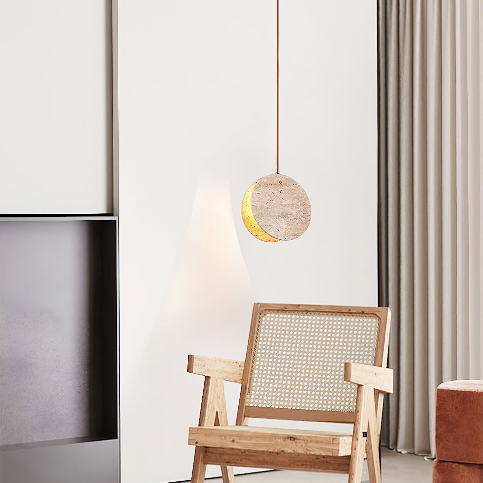 Lunarae Crescent Travertine Pendant Light - Neutralighting