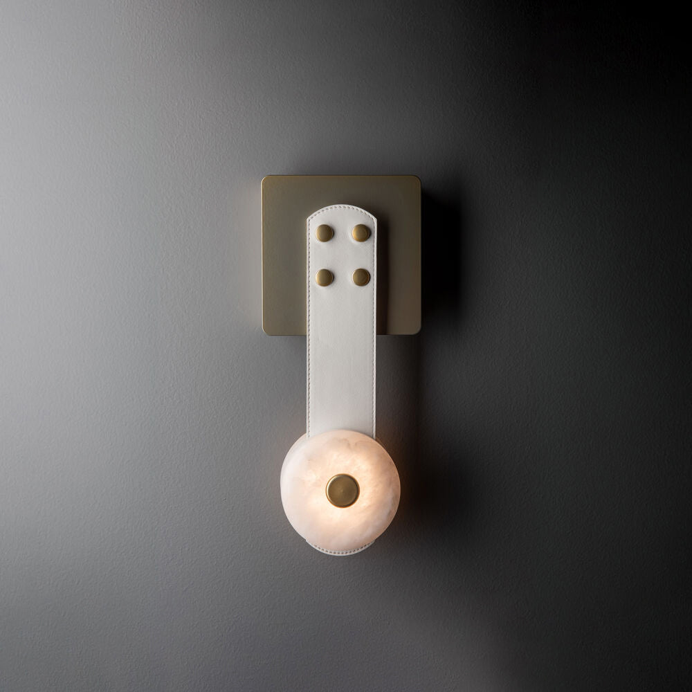 Evsore Modern Minimalist LED Leather Alabaster Sconce Wall Lamp - Lamp Copper