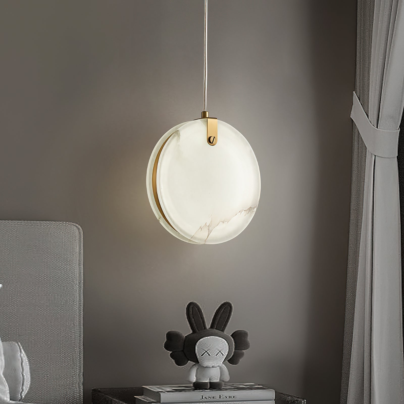 Utalionis Modern Minimalist Brass Alabaster Pendant Light - Lamp Copper