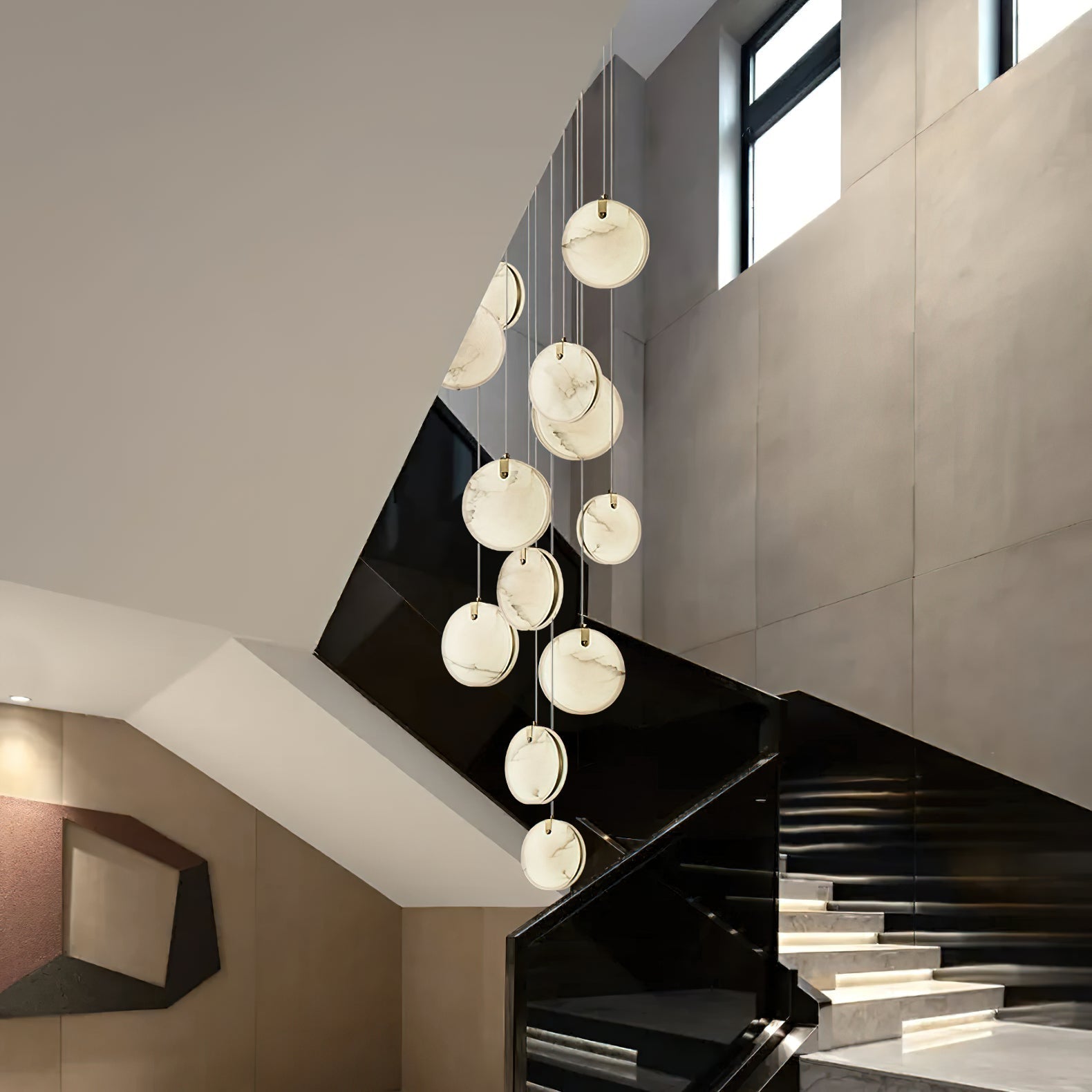 Utalionis Modern Minimalist Brass Alabaster Pendant Light - Lamp Copper