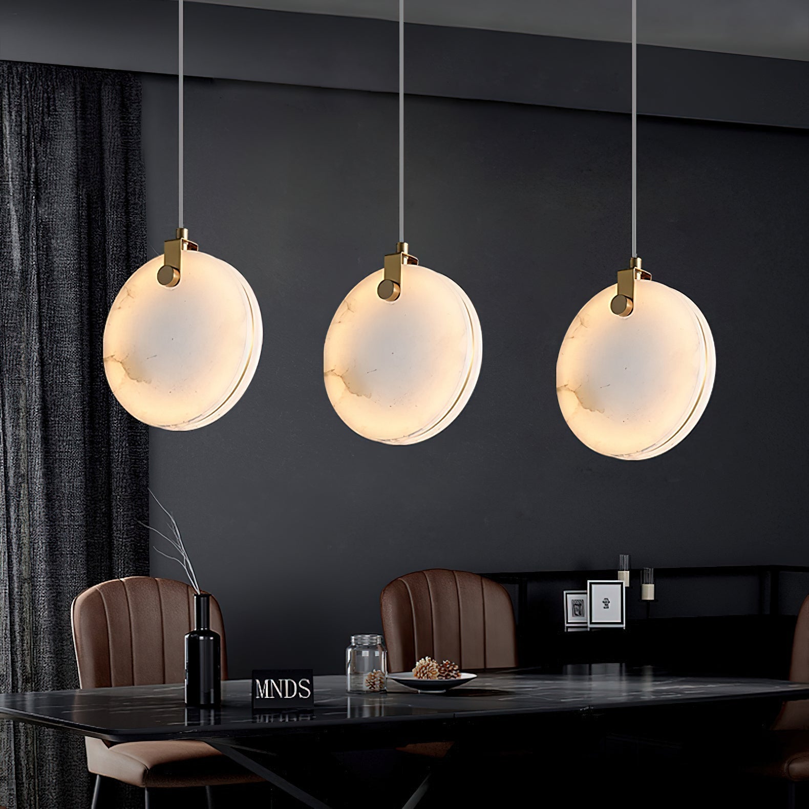 Utalionis Modern Minimalist Brass Alabaster Pendant Light - Lamp Copper