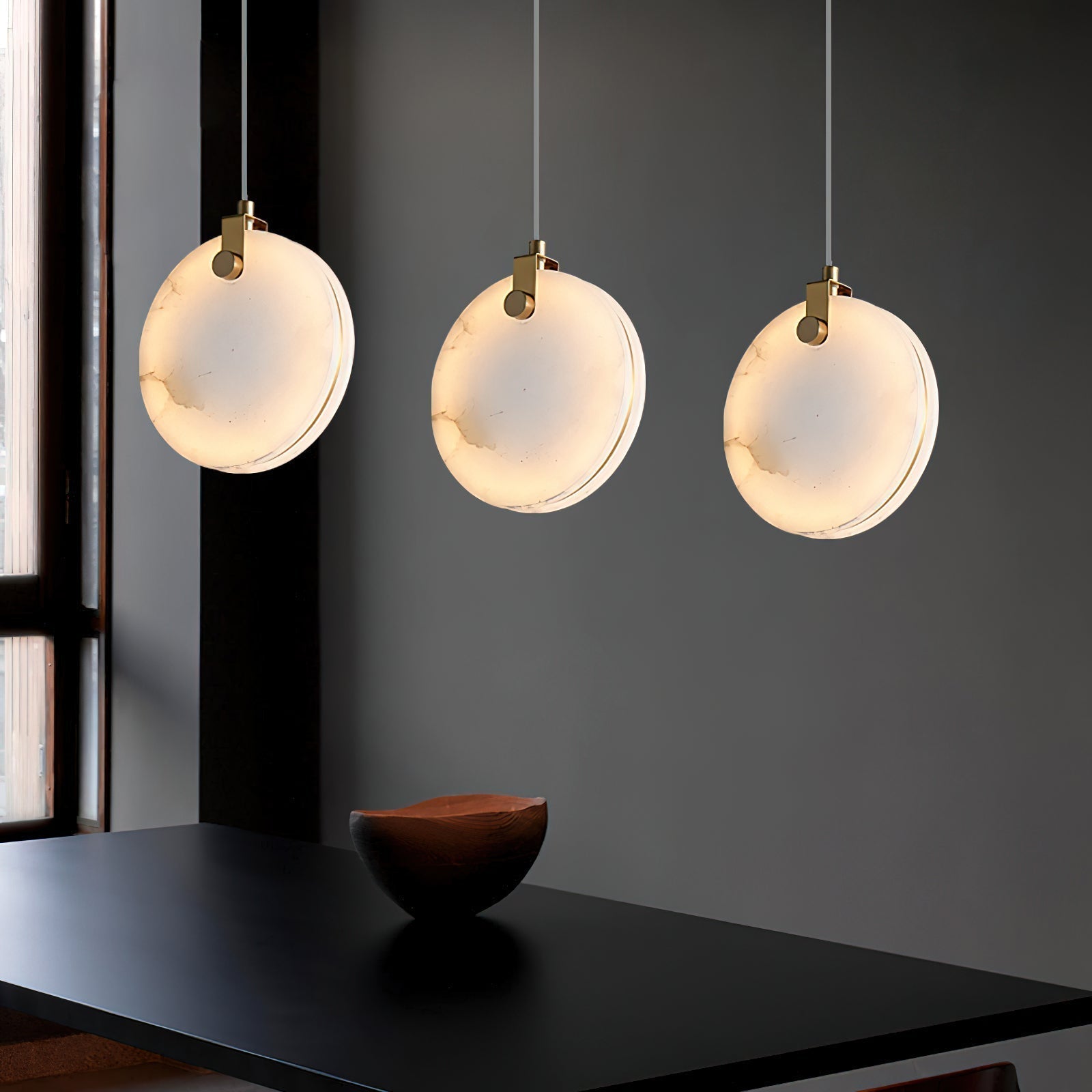 Utalionis Modern Minimalist Brass Alabaster Pendant Light - Lamp Copper