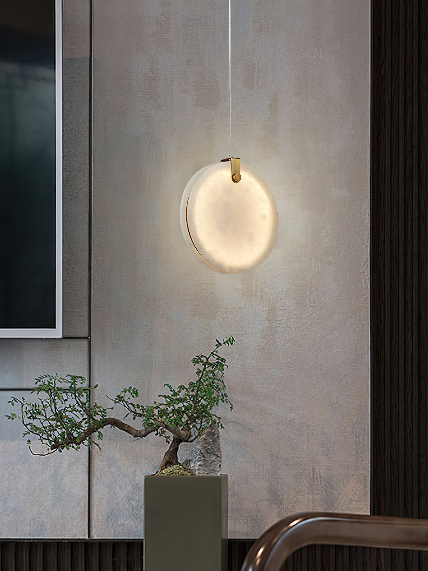 Utalionis Modern Minimalist Brass Alabaster Pendant Light - Lamp Copper