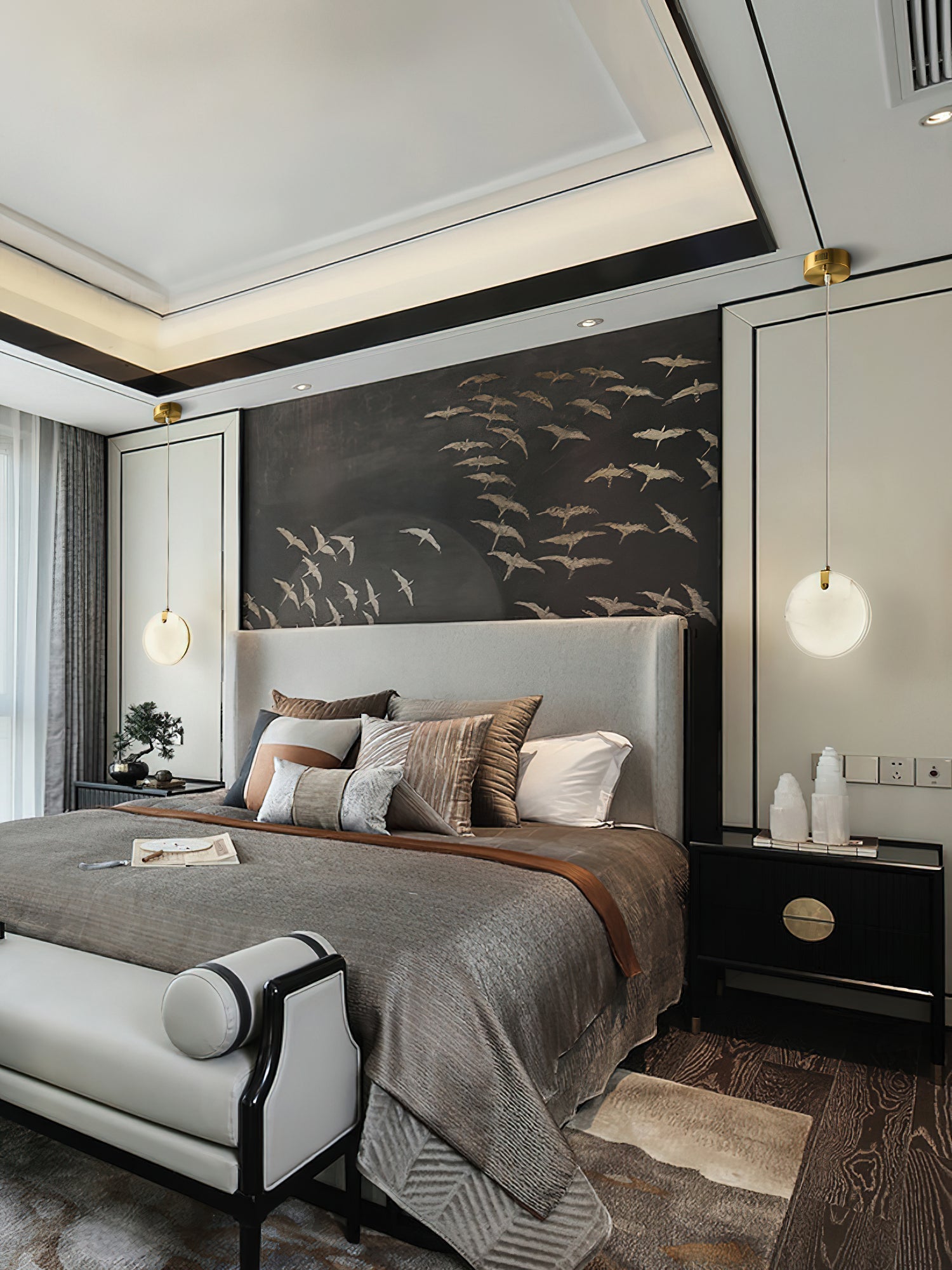 Utalionis Modern Minimalist Brass Alabaster Pendant Light - Lamp Copper