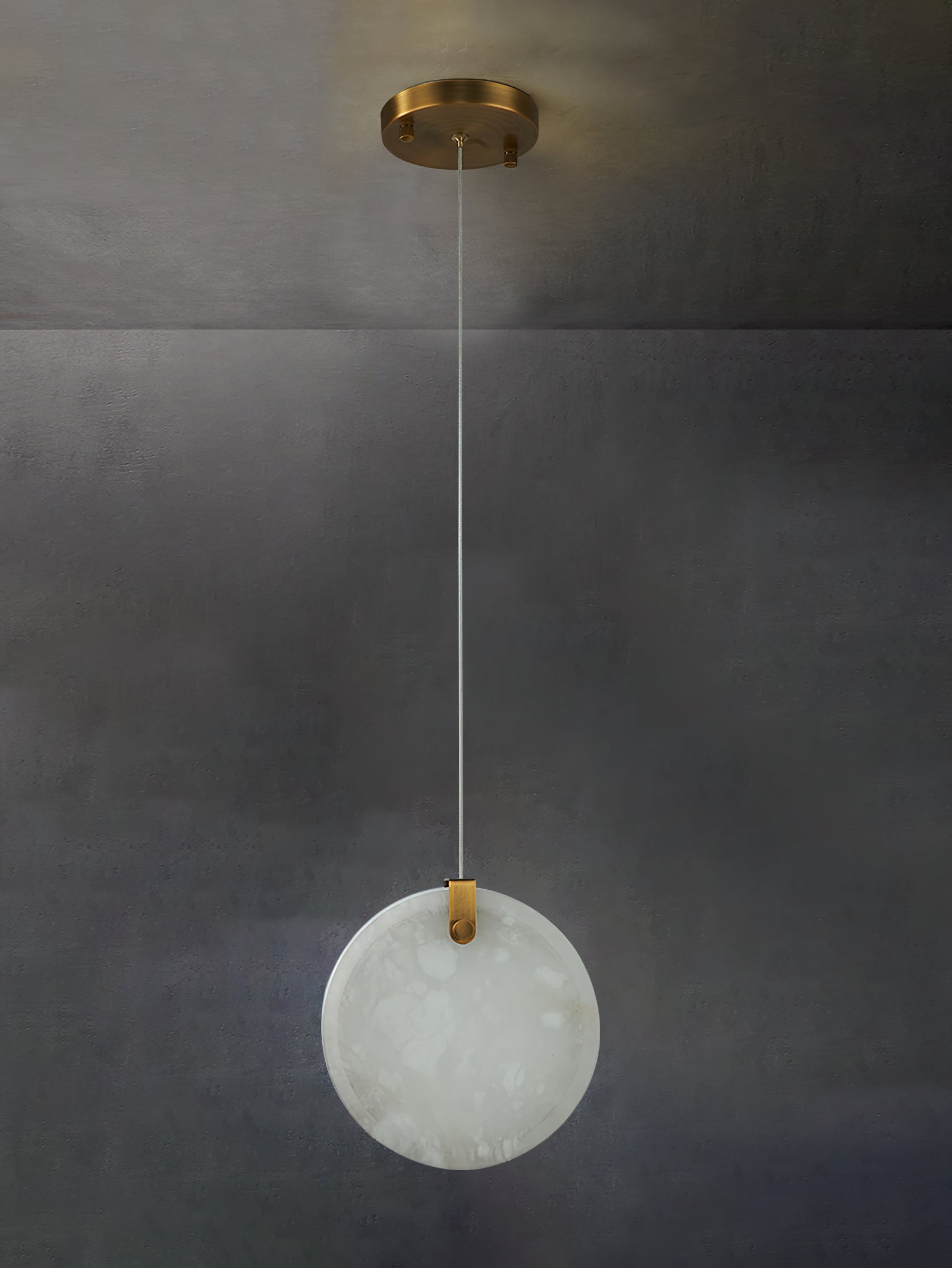 Utalionis Modern Minimalist Brass Alabaster Pendant Light - Lamp Copper