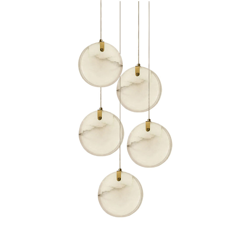 Utalionis Modern Minimalist Brass Alabaster Pendant Light - Lamp Copper