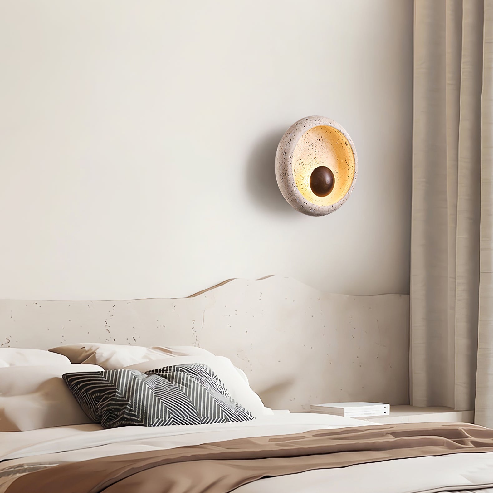 Covynila Orb-Shaped Travertine Wall Light - Neutralighting