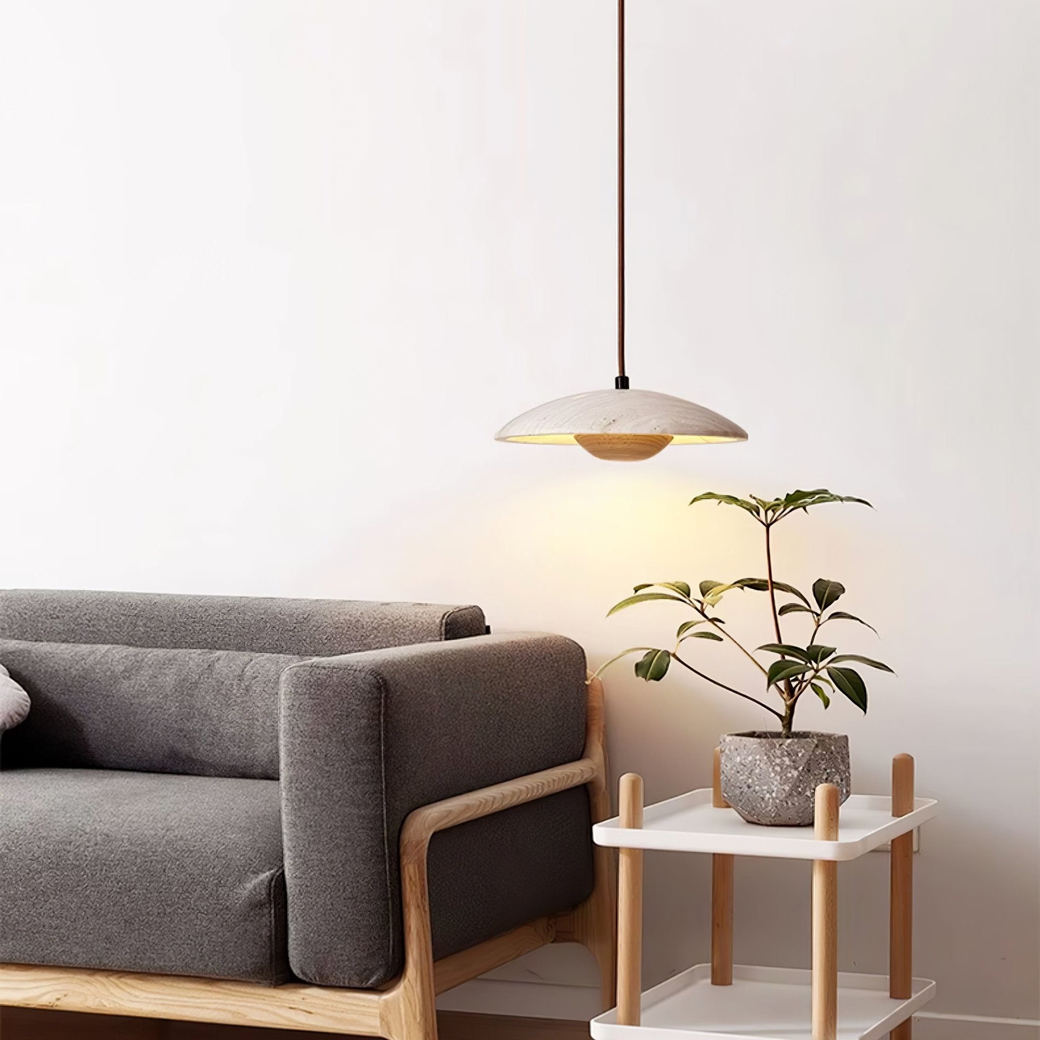 Zodore Wide-Brim Travertine Pendant Light - Neutralighting